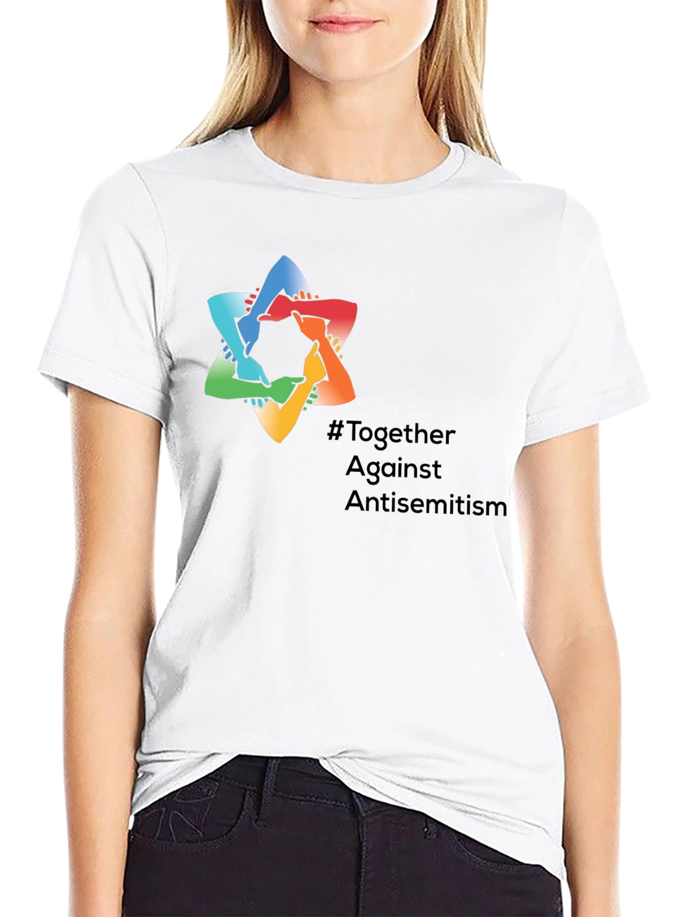 Black Together Against Antisemitism Graphic Tee view 9