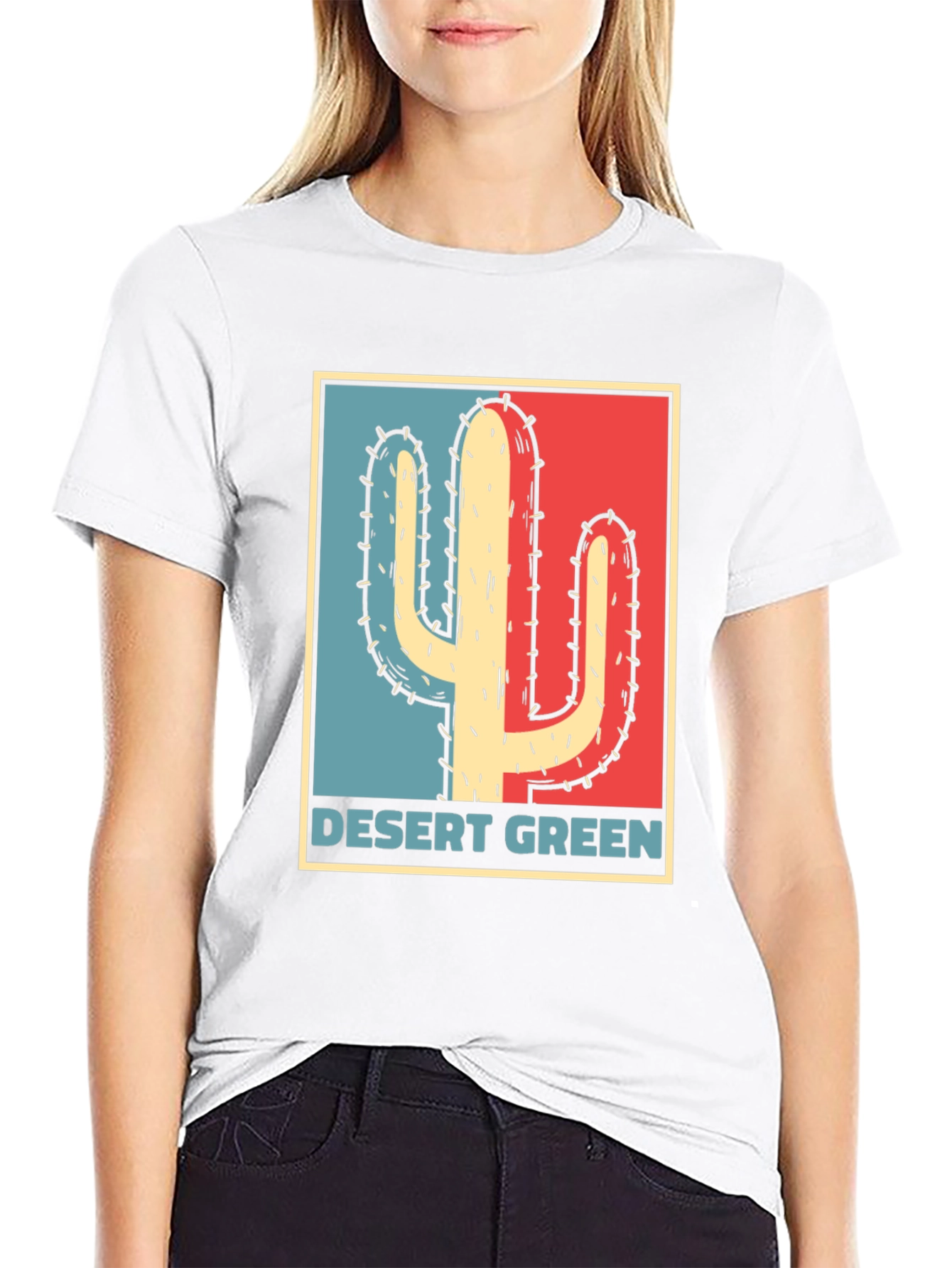 Black Desert Green Cactus T-Shirt - Retro Graphic Tee view 9