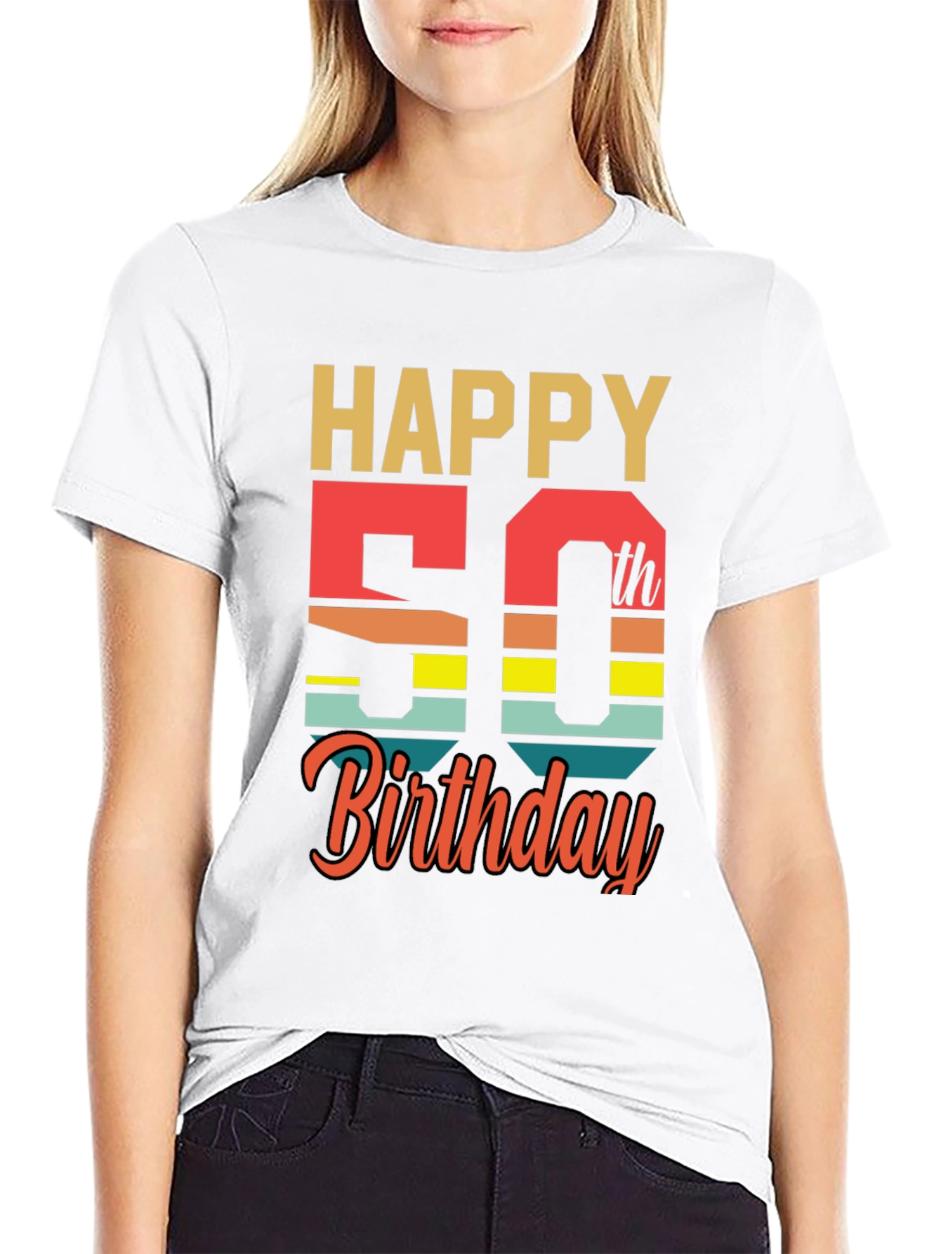 Black Happy 50th Birthday Graphic T-Shirt view 9
