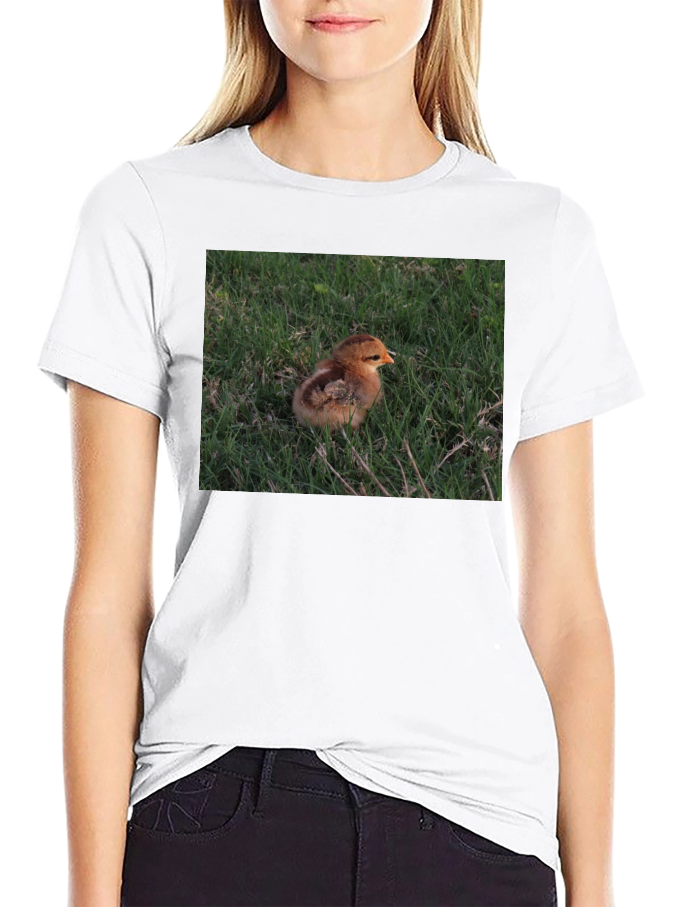 Black Cute Chick in Grass Graphic T-Shirt view 9