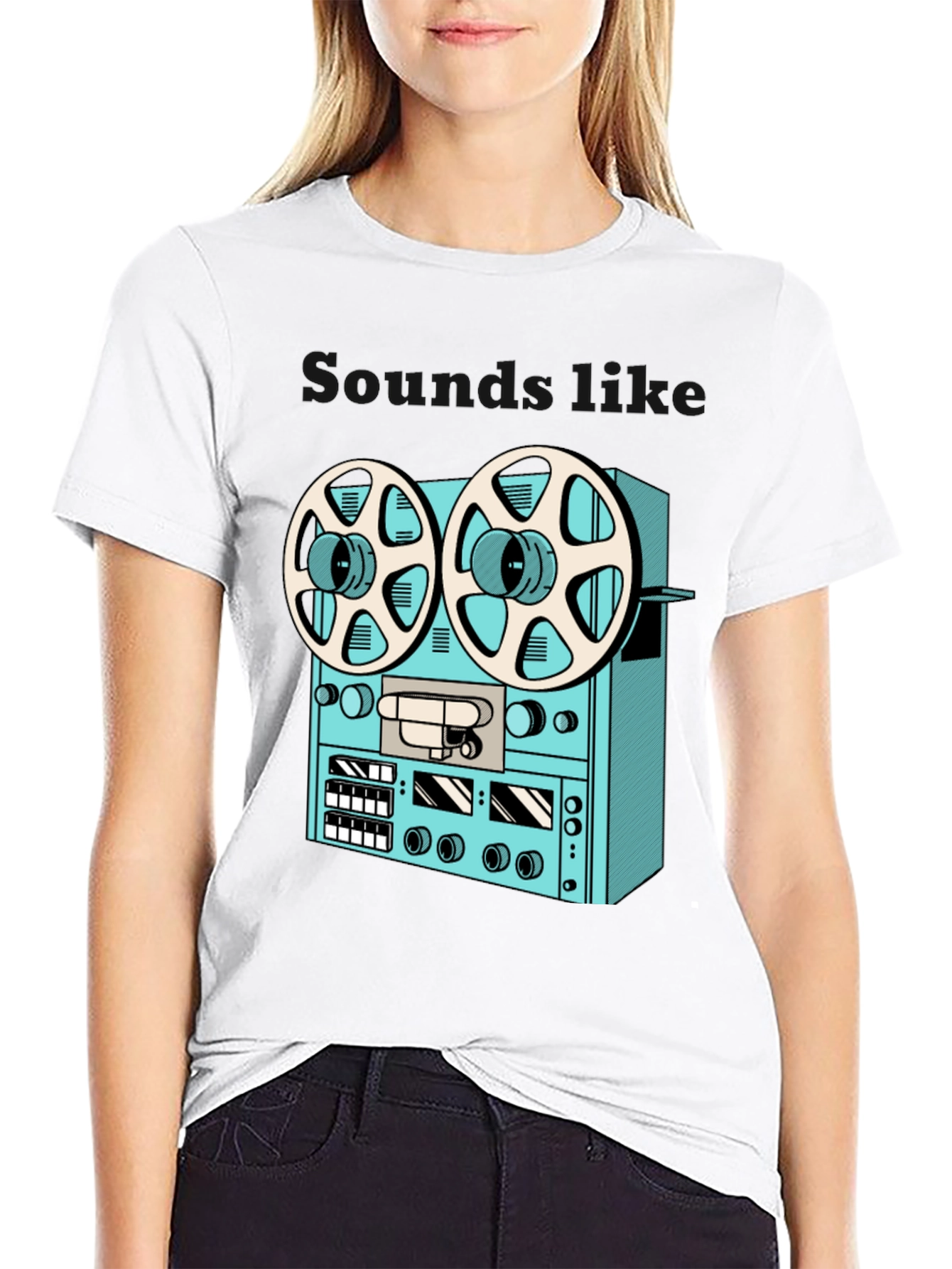 Black Vintage Reel-to-Reel T-Shirt - Retro Audio Style view 9
