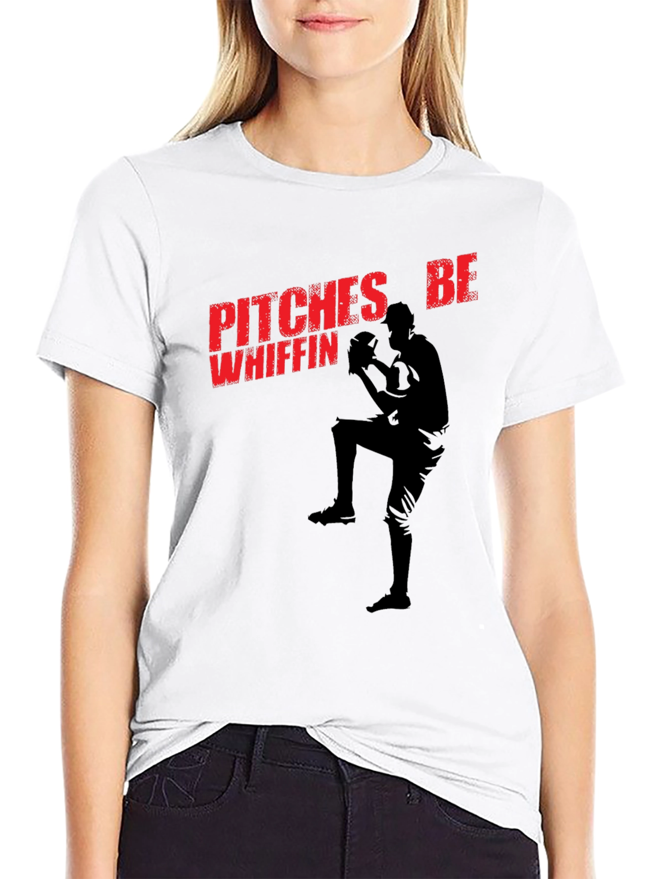 Black Pitches Be Whiffin' Baseball T-Shirt view 9