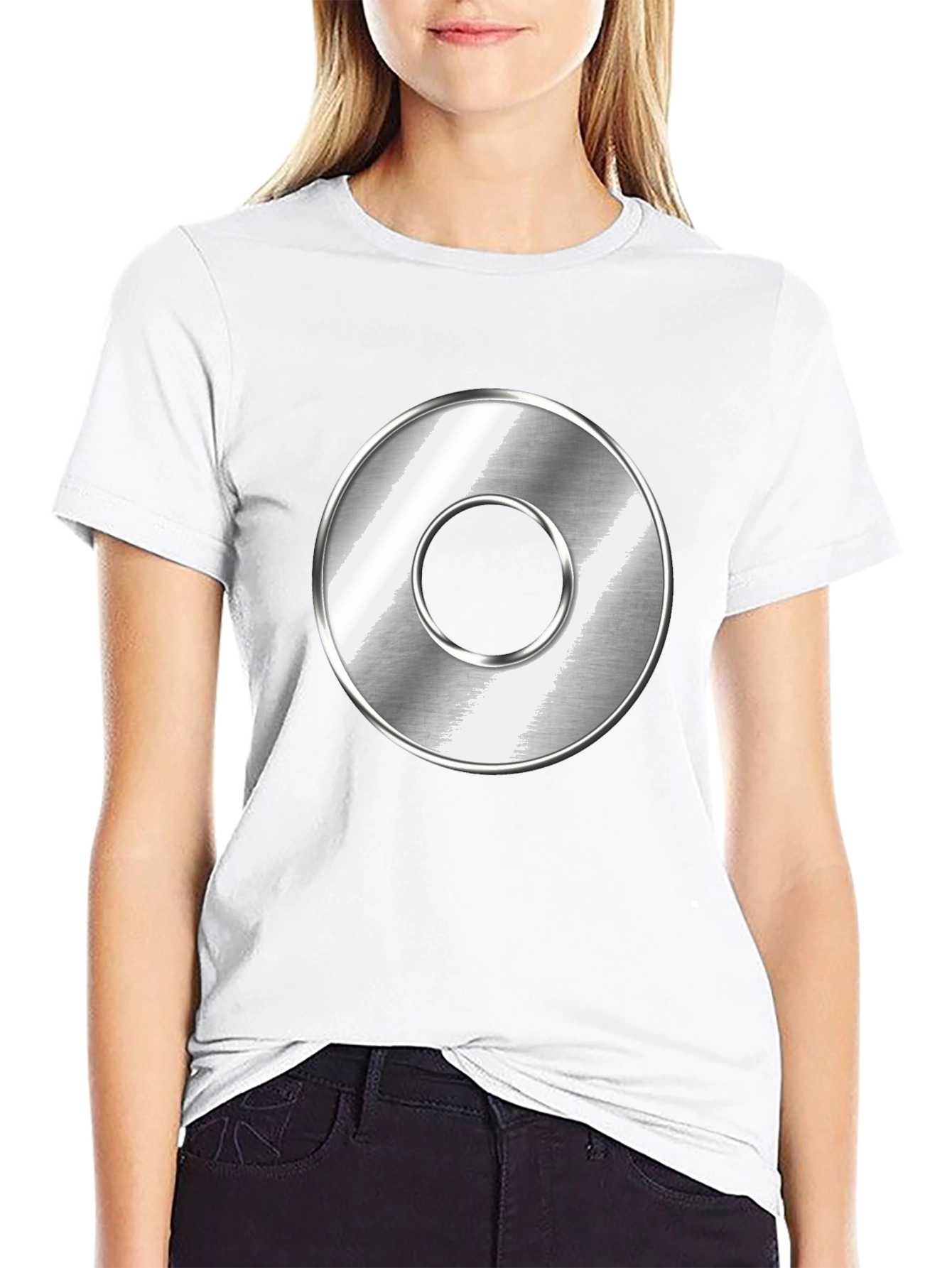 Black Men's Black T-Shirt with Metallic Circle Design view 9