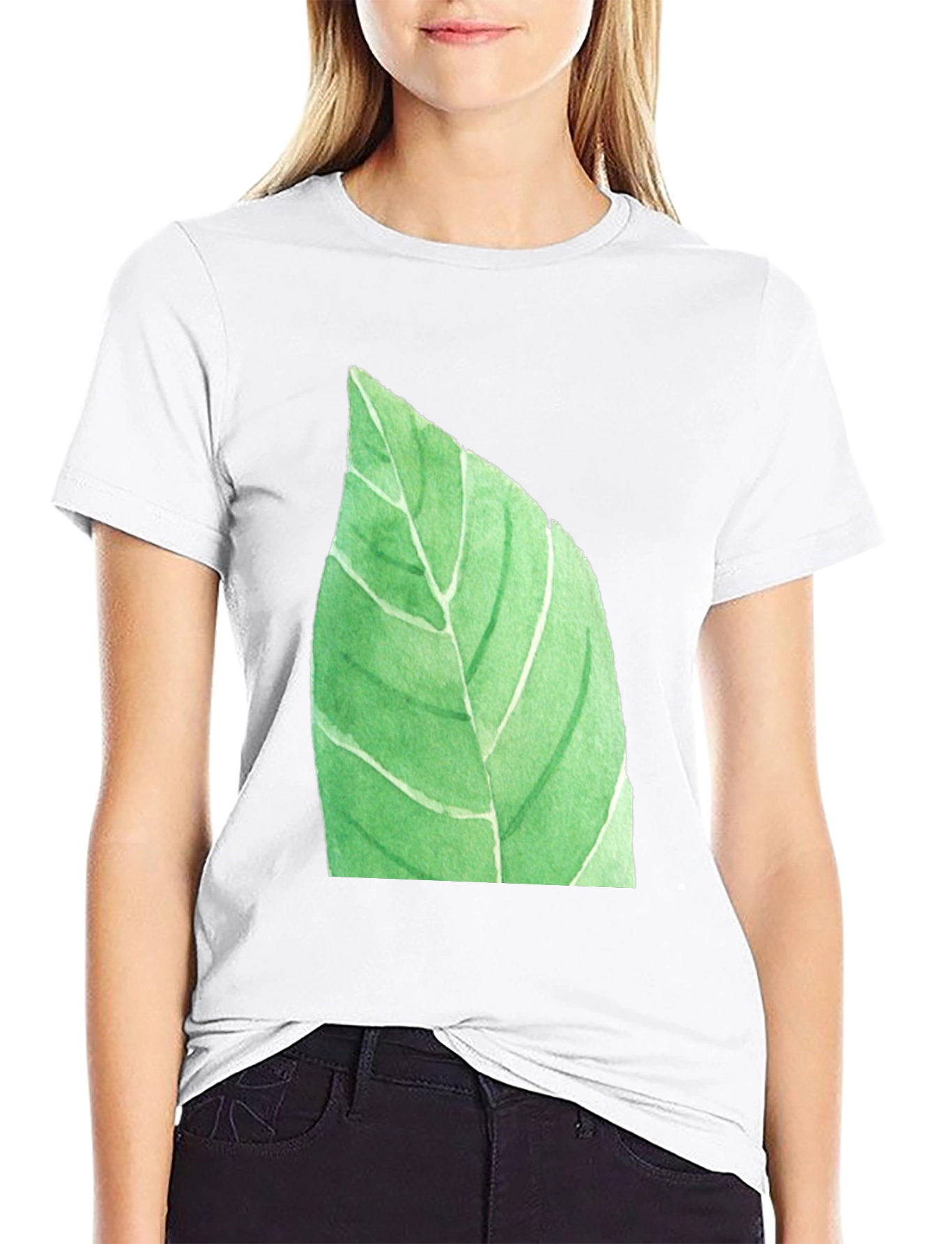 Black Leaf Graphic Black T-Shirt - Nature Inspired Casual Wear view 9