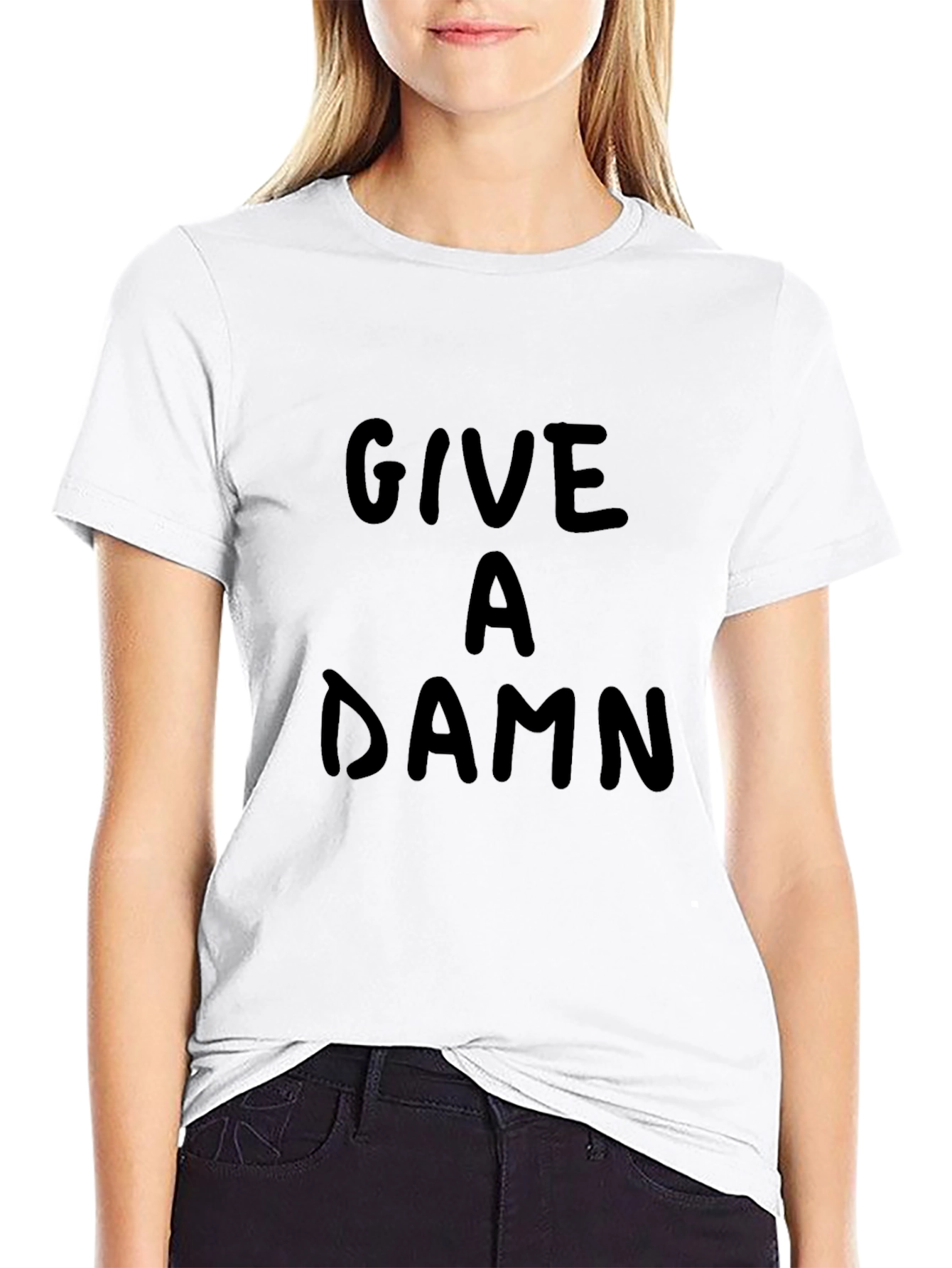 Black Give a Damn Black Graphic T-Shirt view 9