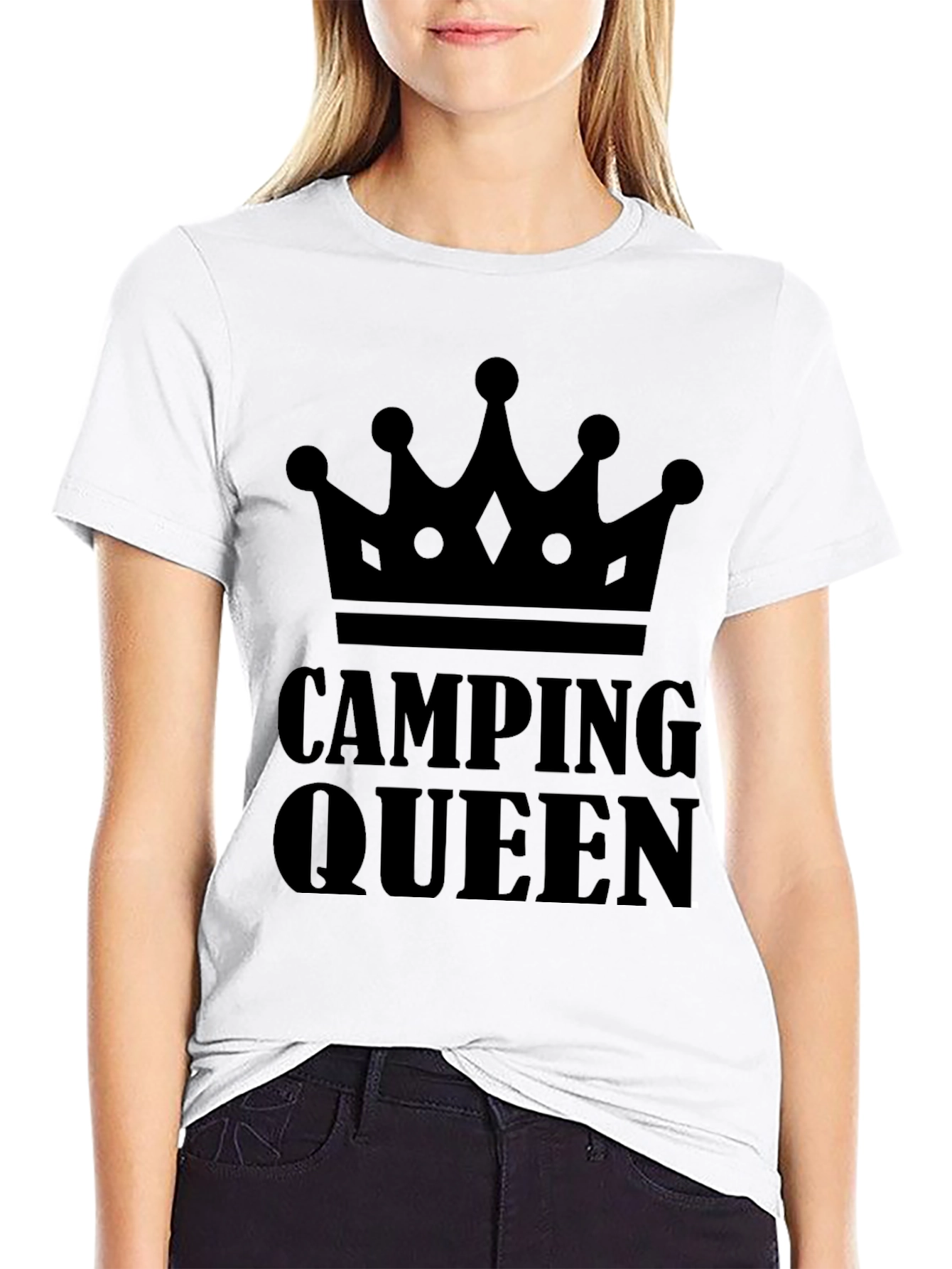 Black Camping Queen Black Graphic T-Shirt view 9
