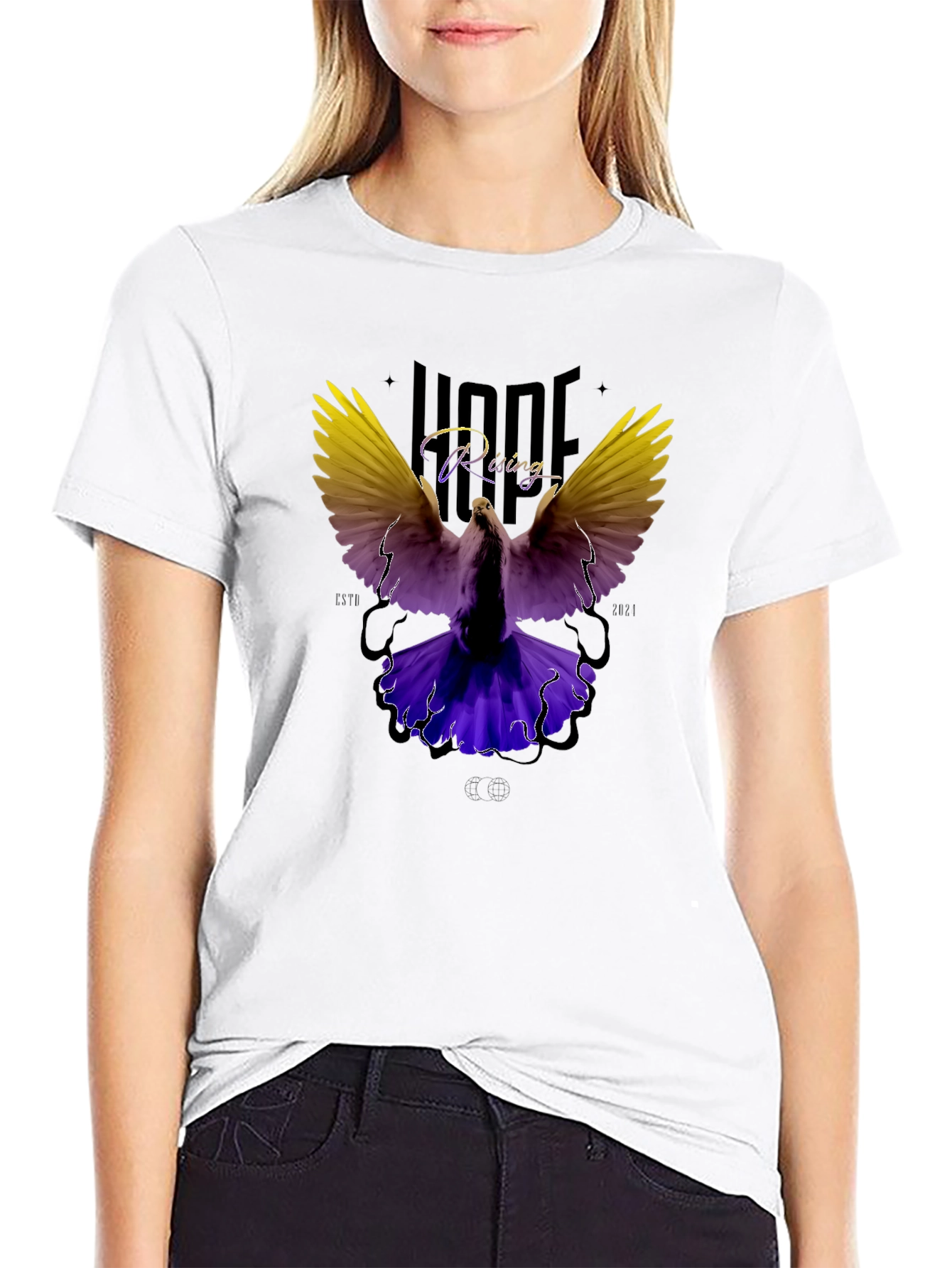 Black Hope Rising Graphic Tee - Dove Design view 9