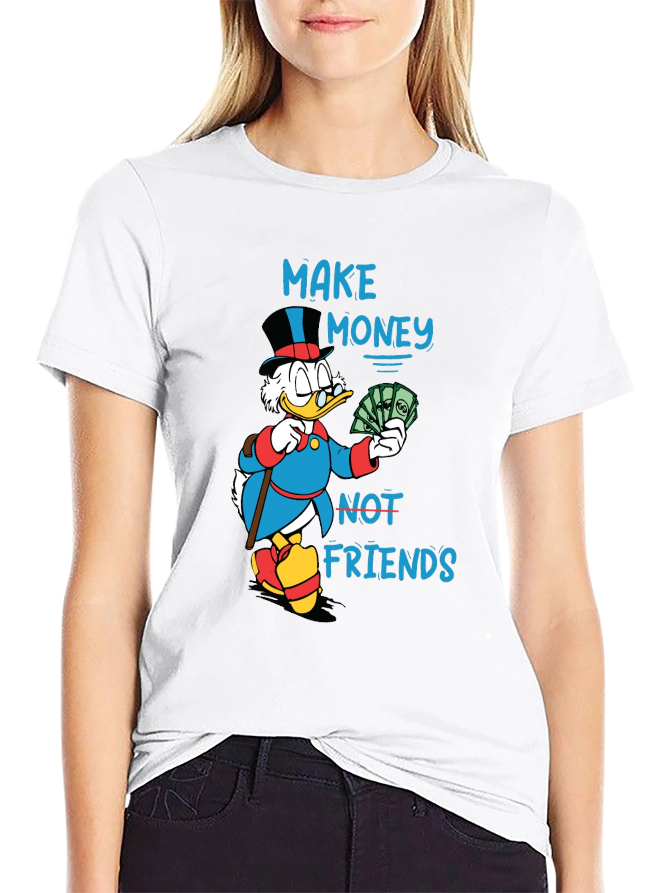 Black Make Money Not Friends Graphic T-Shirt view 9