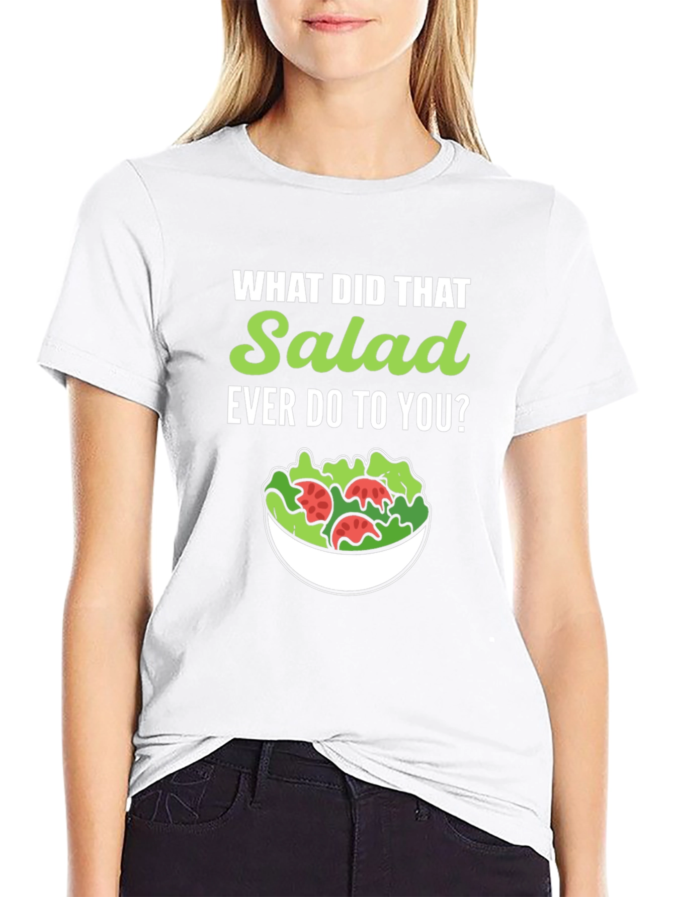Black Funny Salad T-Shirt - What Did That Salad Ever Do to You? view 9