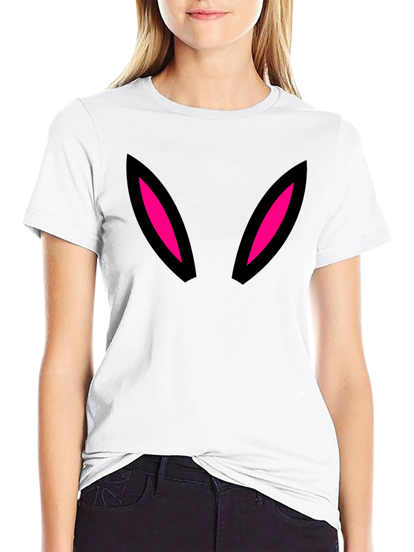 Black Bunny Ears Graphic Black T-Shirt view 9