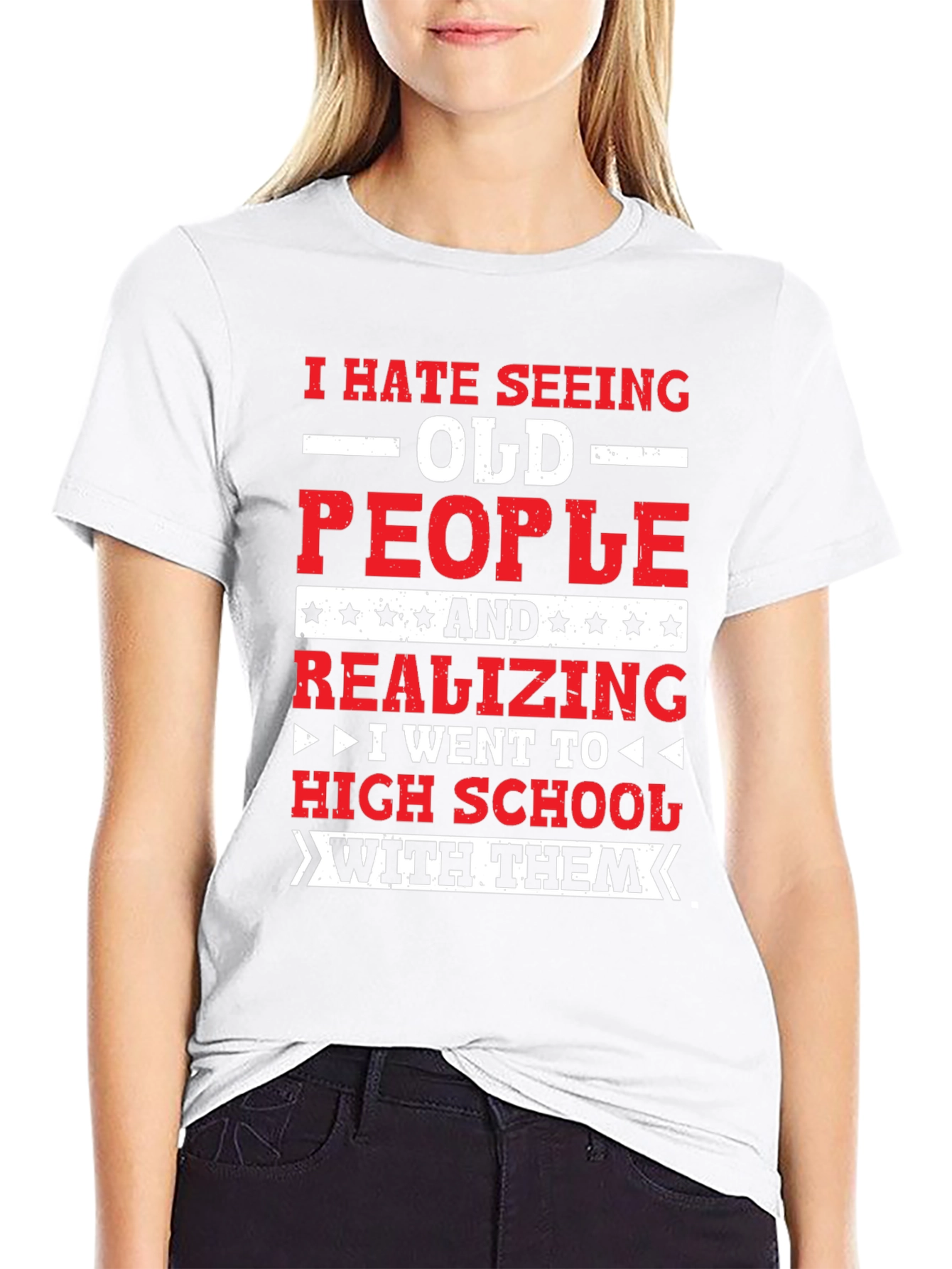 Black I Hate Seeing Old People T-Shirt Funny High School Reunion Tee view 9