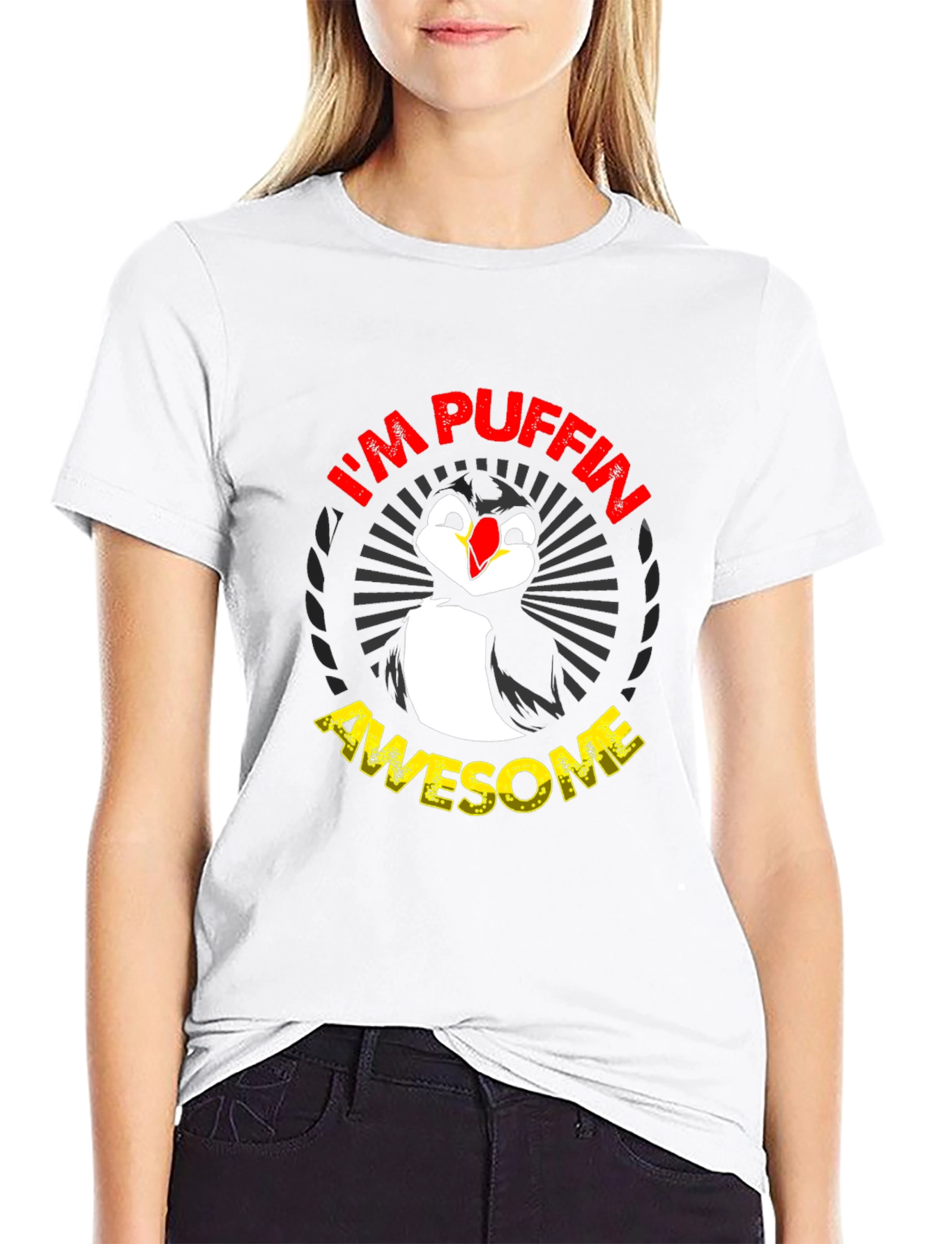 Black I'm Puffin Awesome Graphic T-Shirt view 9