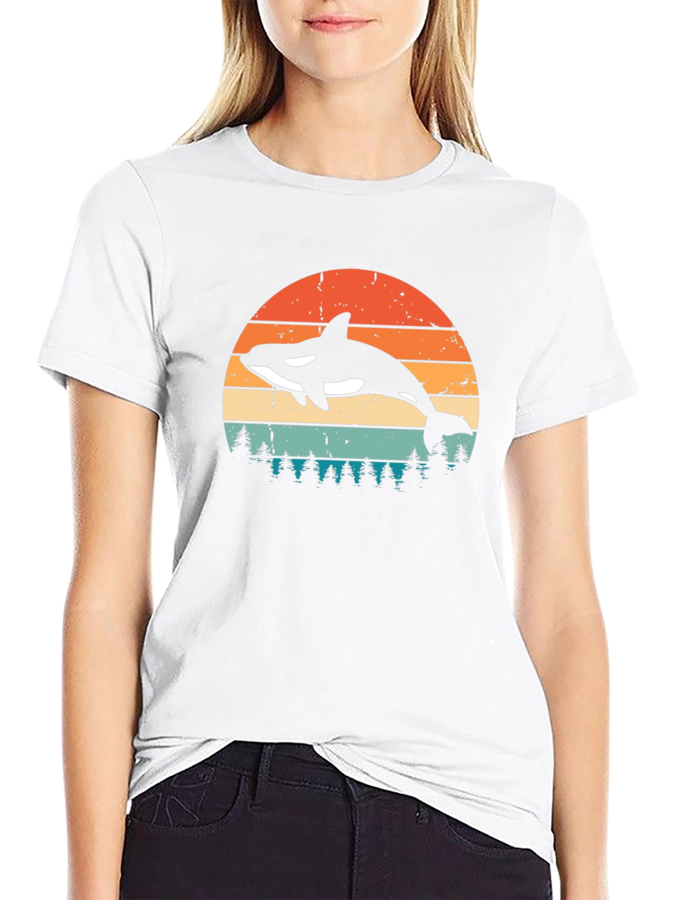 Black Orca Sunset Graphic Tee - Retro Style view 9