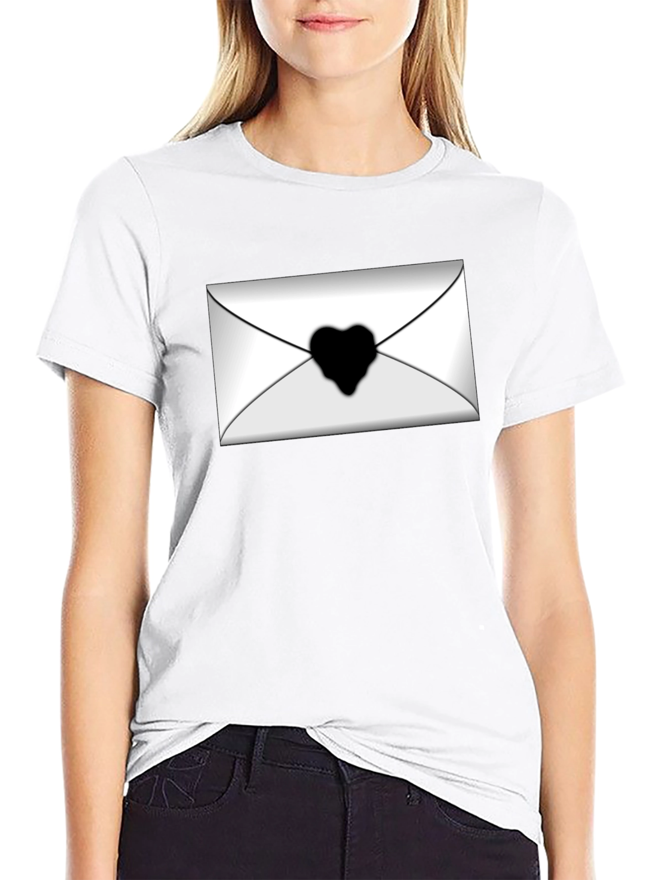 Black Heart Seal Envelope Graphic Tee - Black view 9
