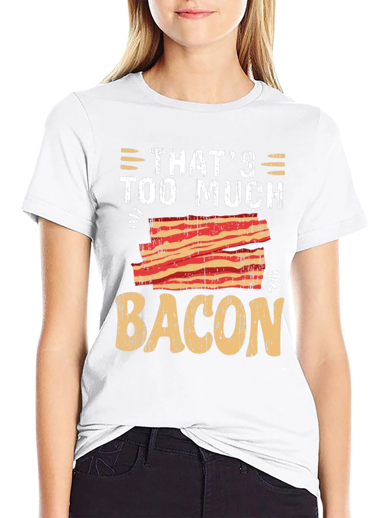Black That's Too Much Bacon Graphic T-Shirt view 9