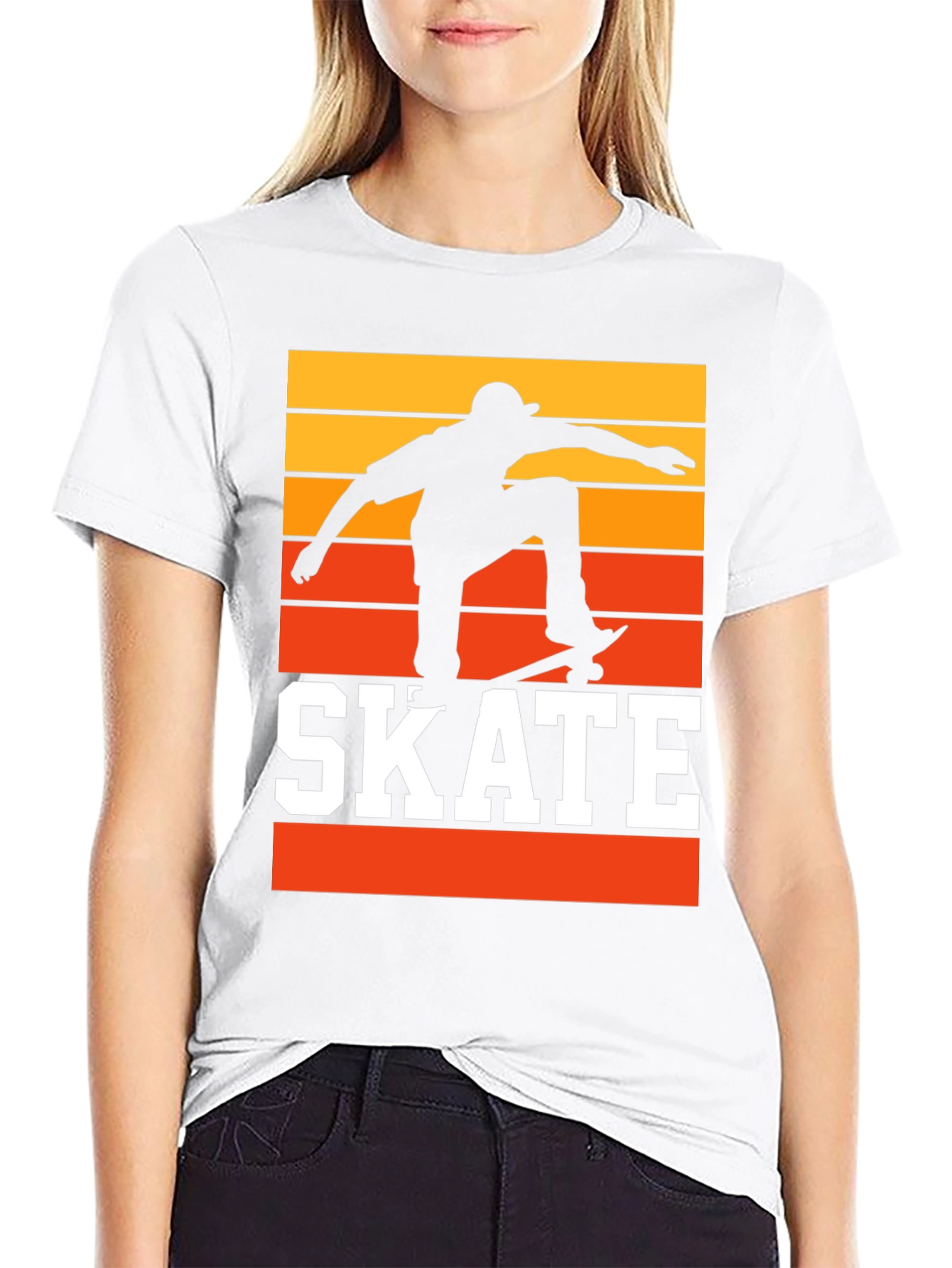 Black Retro Skateboarding T-Shirt - Sunset Skater Tee view 9
