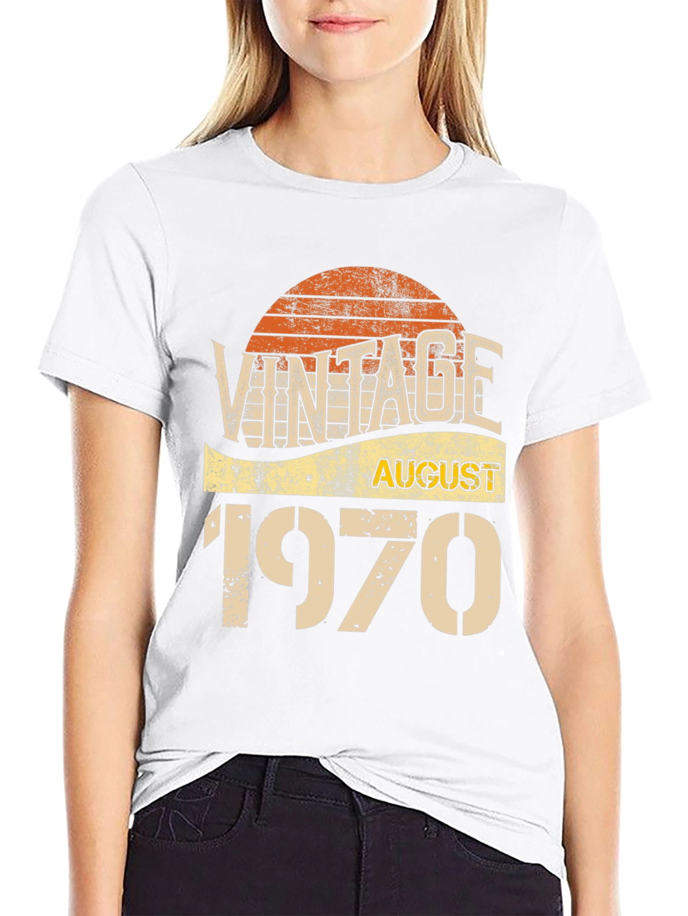 Black Vintage August 1970 Birthday T-Shirt view 9