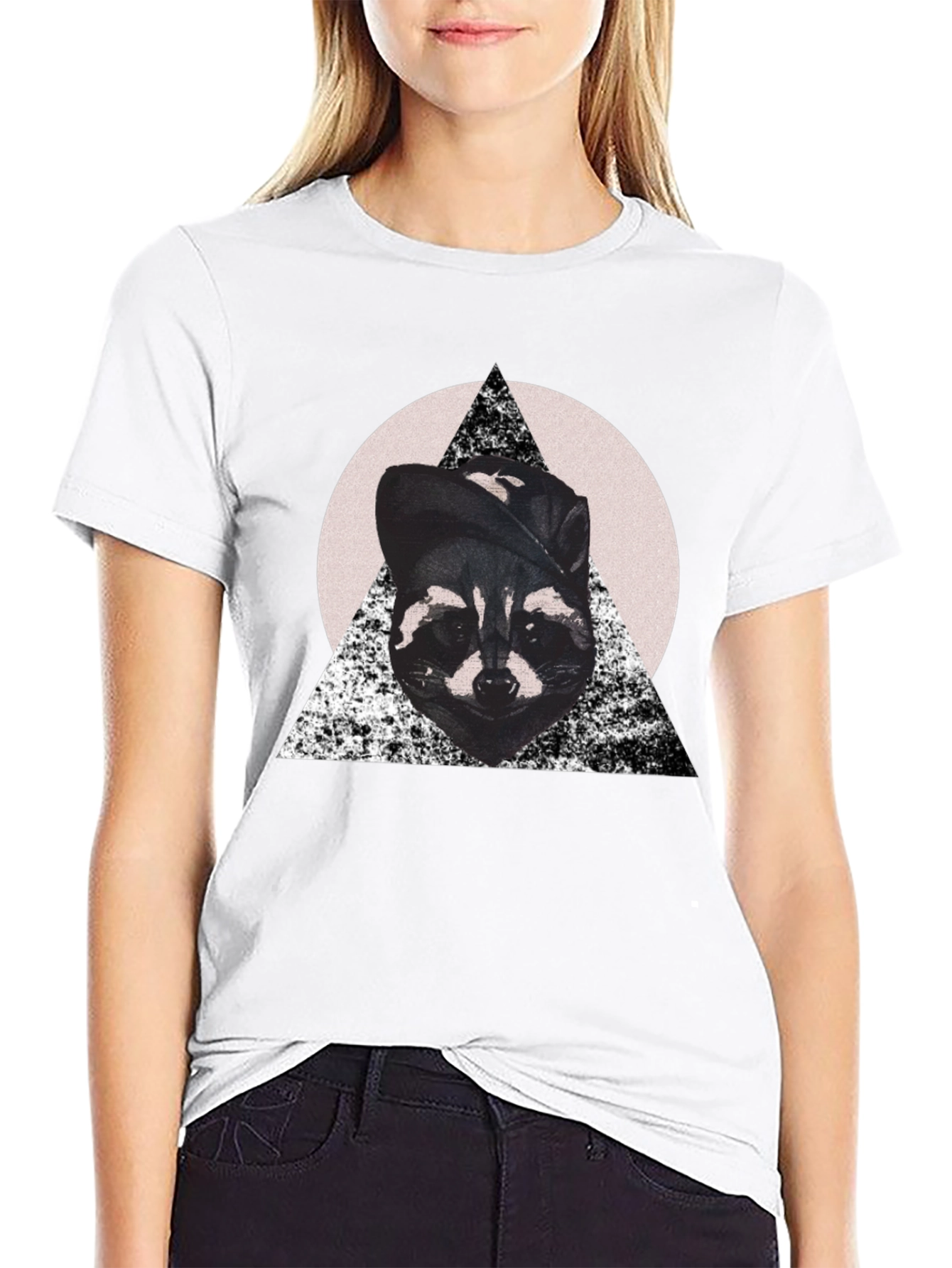 Black Cool Raccoon Graphic Tee view 9