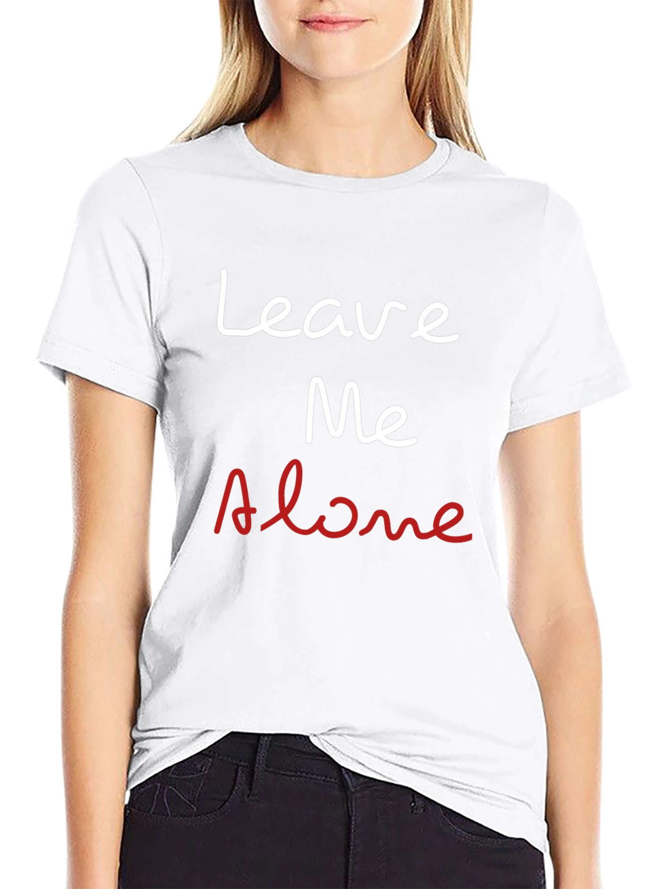 Black Leave Me Alone Slogan Black T-Shirt view 9