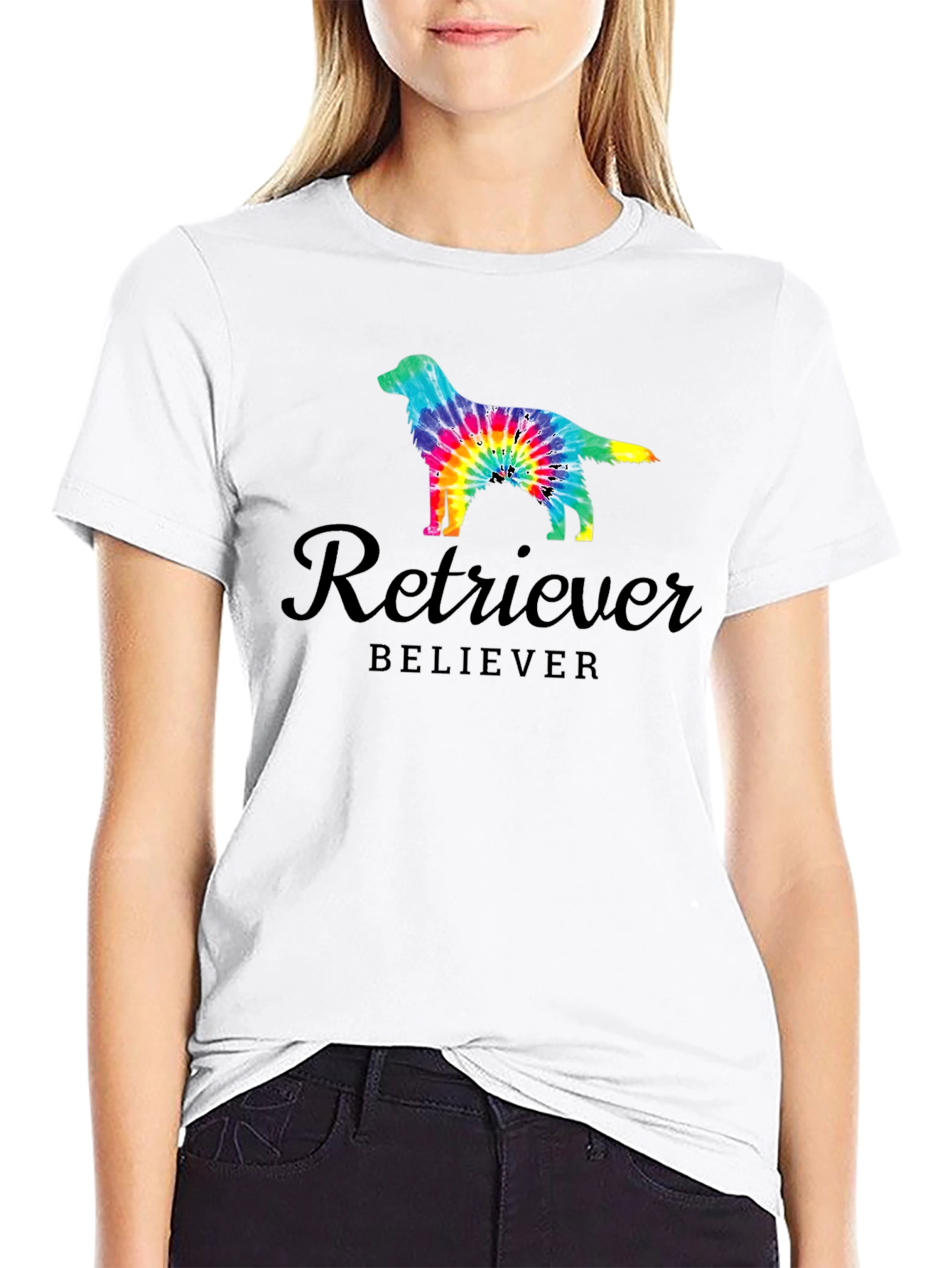 Black Retriever Believer Tie Dye Dog T-Shirt view 9