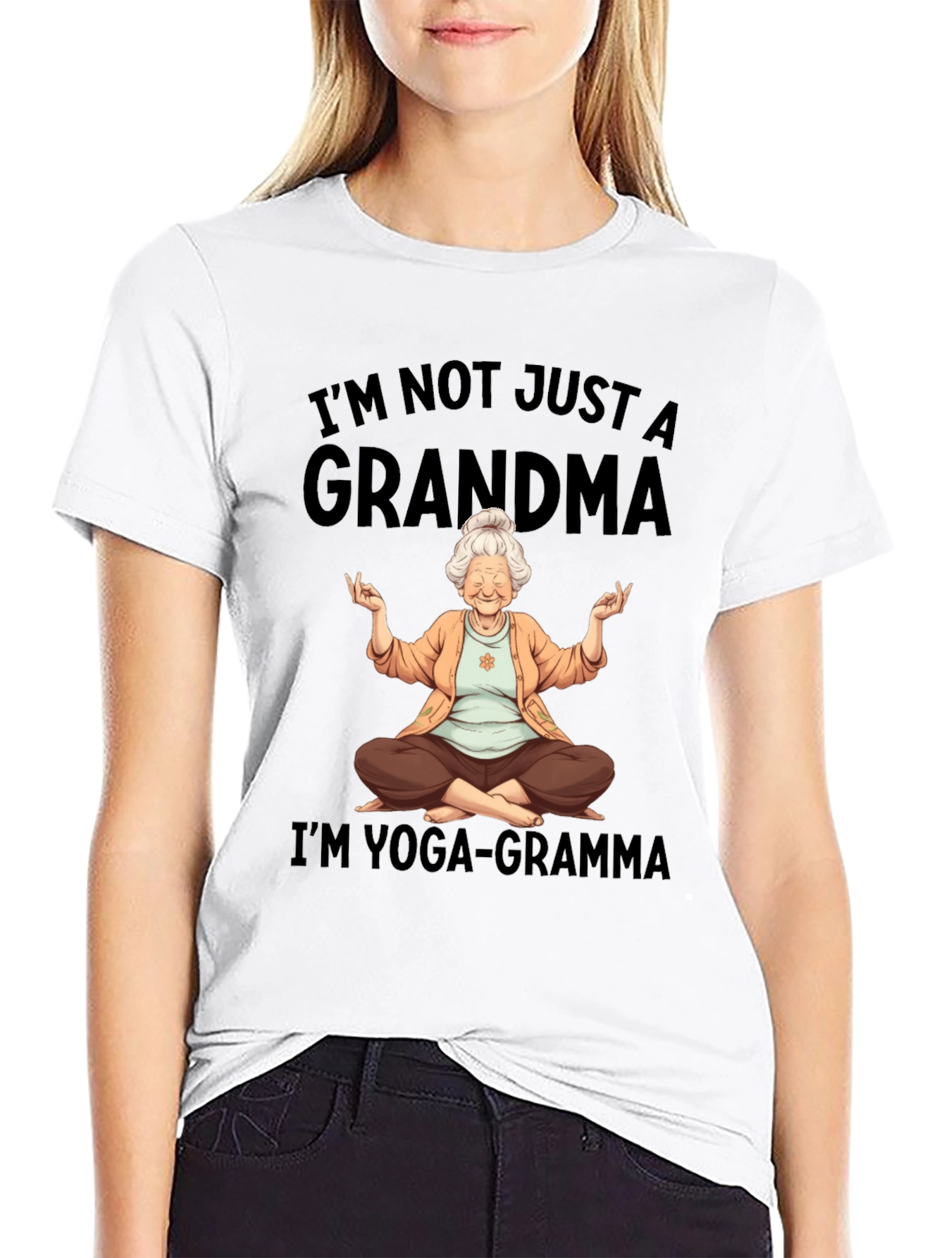 Black Yoga Grandma T-Shirt - I'm Not Just a Grandma view 9