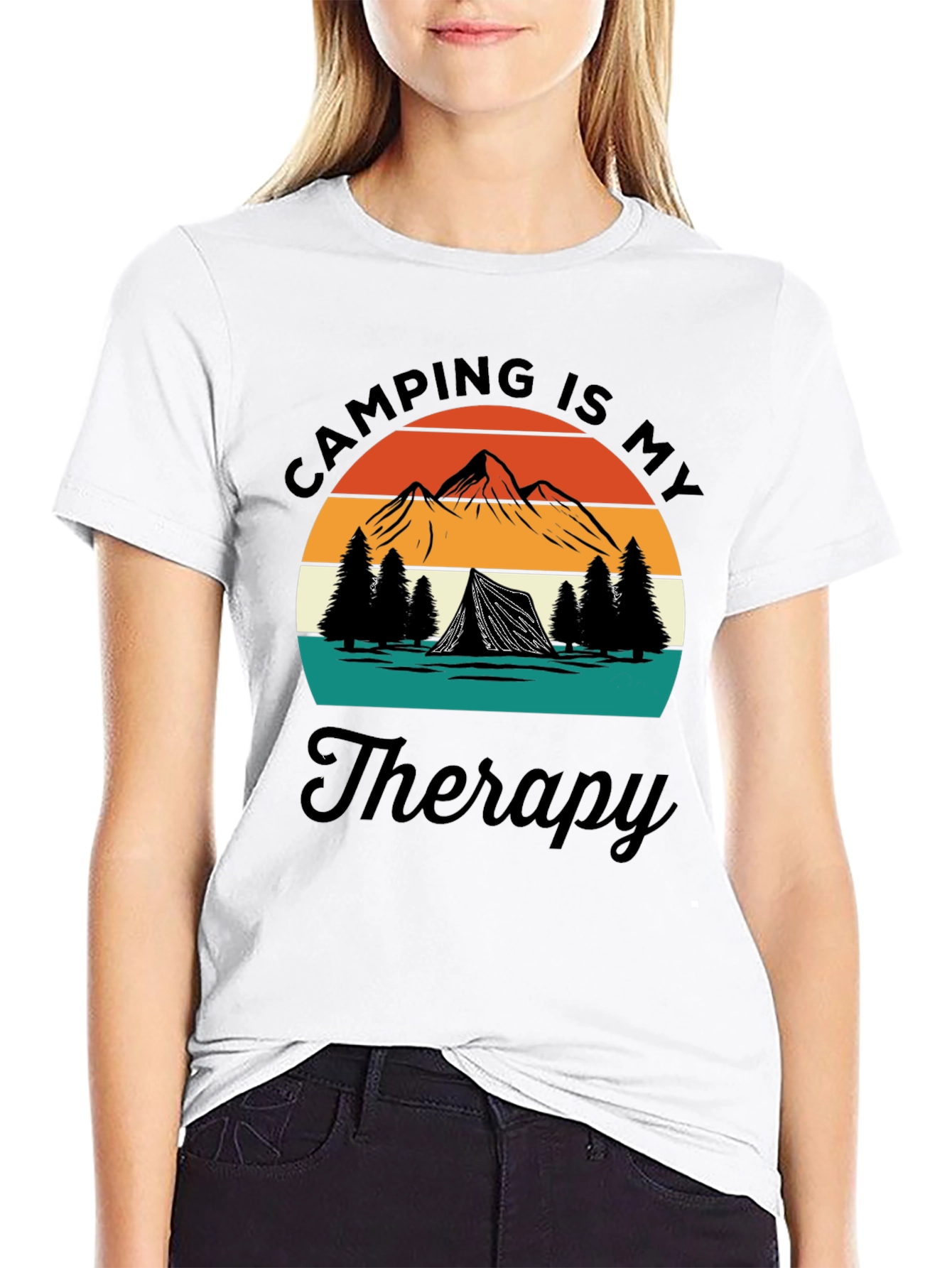 Black Camping Is My Therapy Graphic T-Shirt view 9