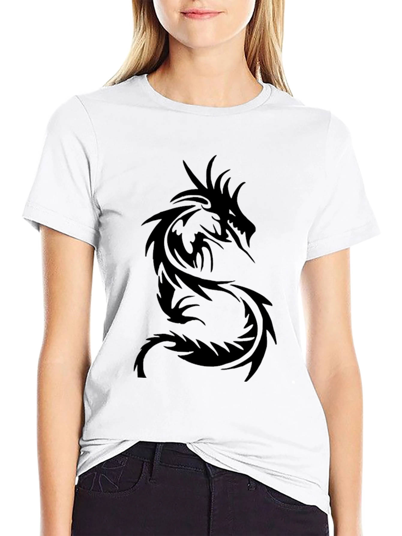 Black Men's Black Dragon Graphic Tee view 9
