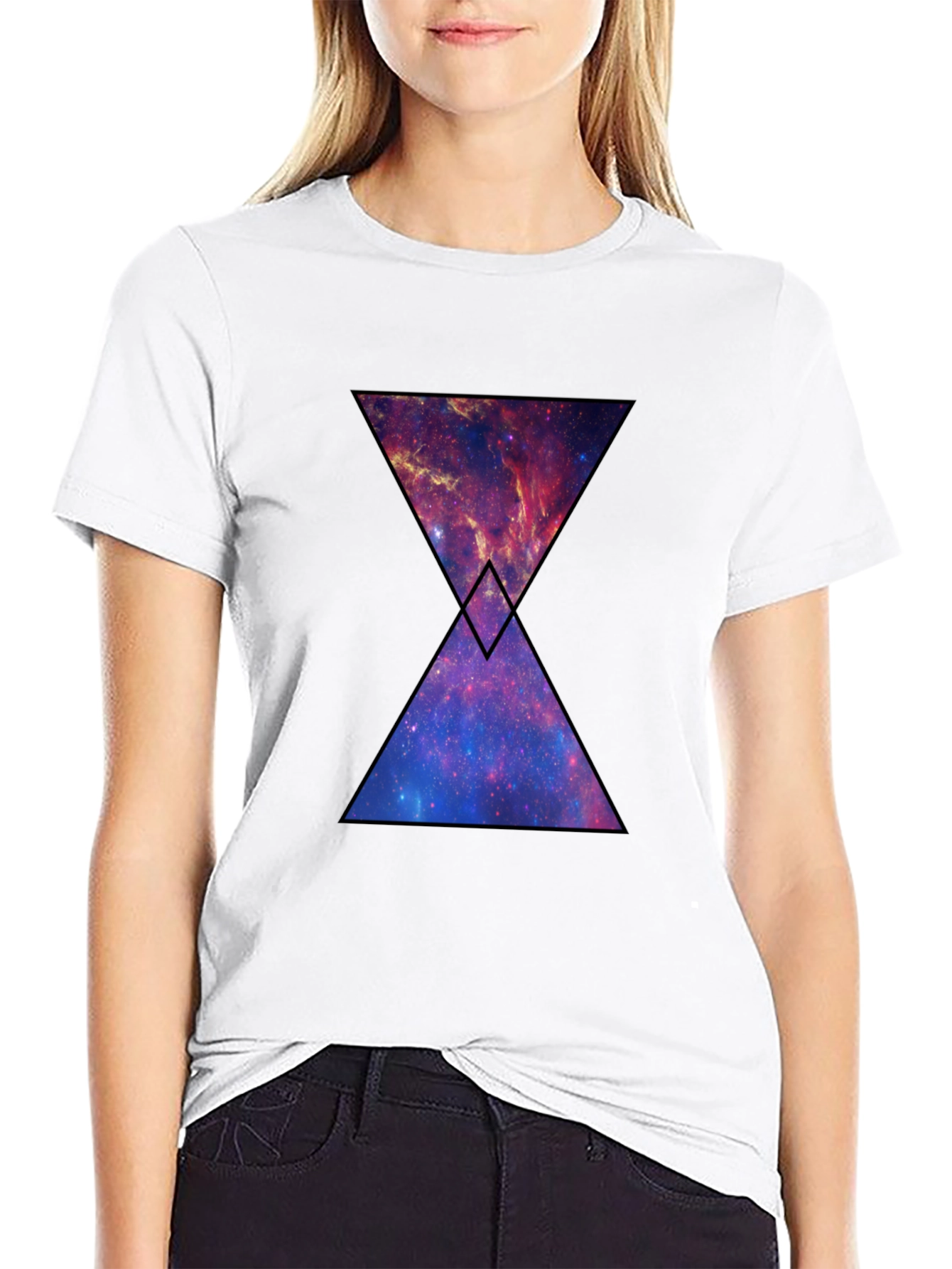 Black Galaxy Hourglass Graphic T-Shirt - Black view 9