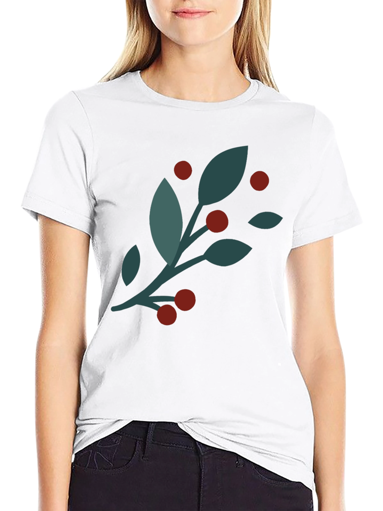 Black Modern Botanical Graphic Tee - Black view 9