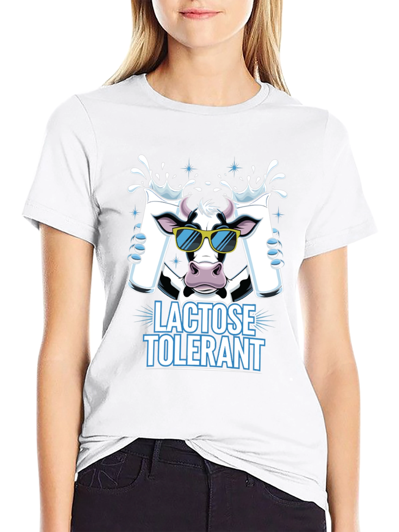 Black Lactose Tolerant Cow T-Shirt, Milk Lover Tee view 9