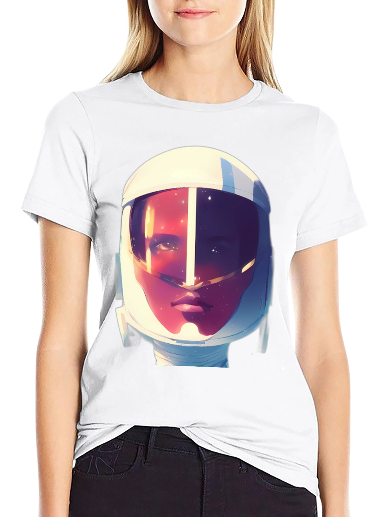 Black Astronaut Graphic Print Tee - Stylish Crew Neck T-Shirt view 9