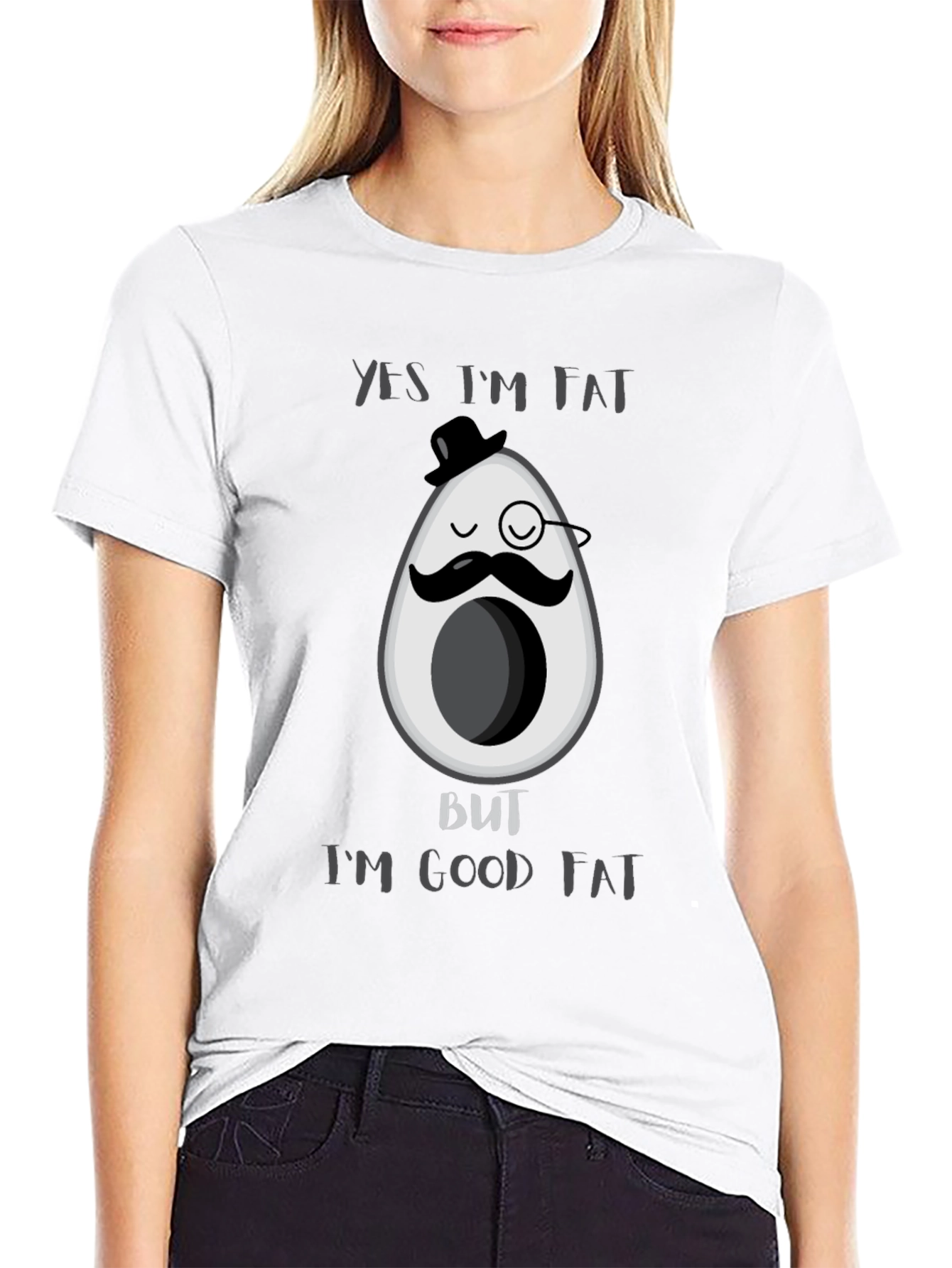 Black Funny Avocado Good Fat T-Shirt - Mens Graphic Tee view 9