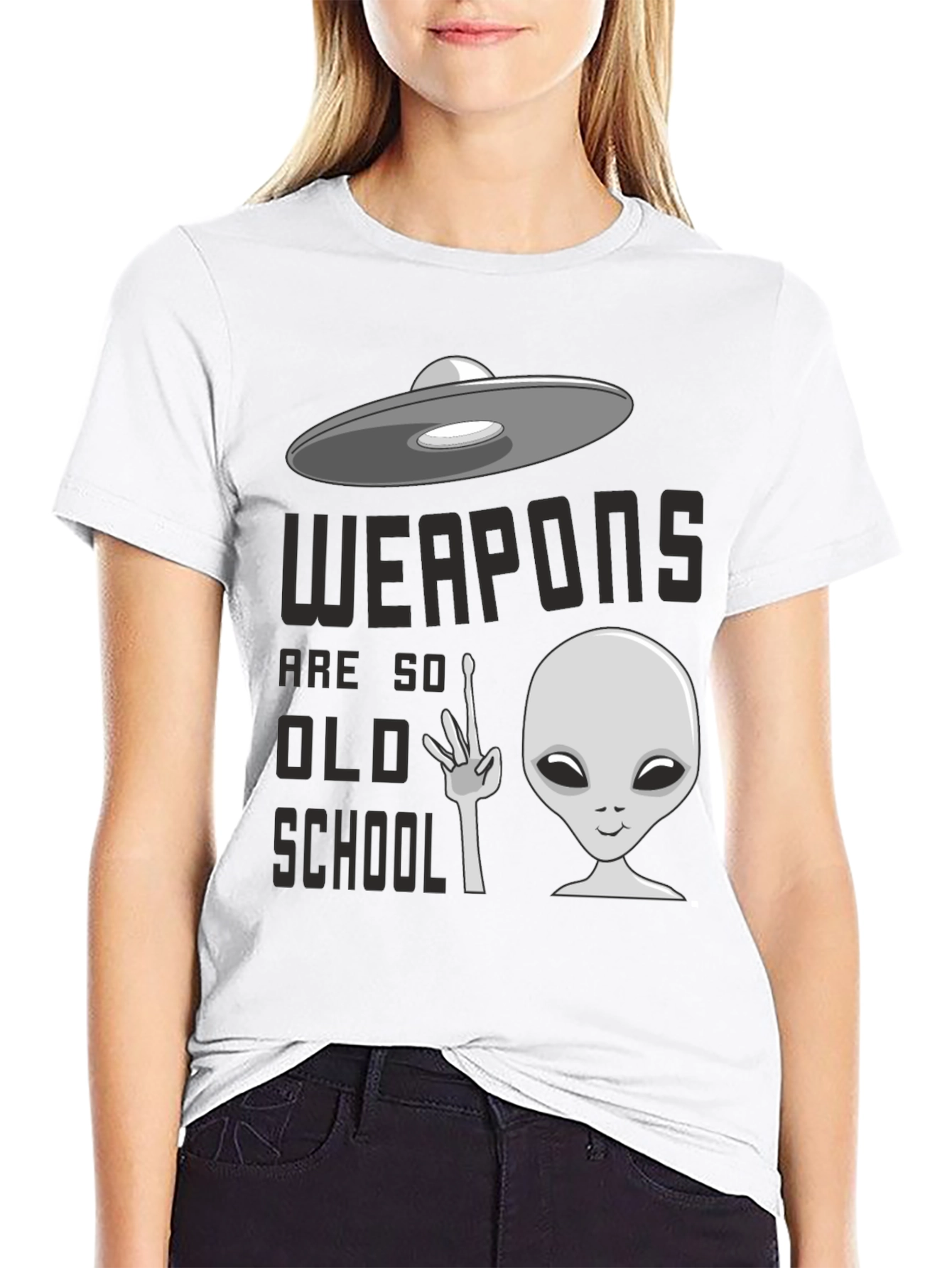 Black Weapons are so Old School UFO Alien Graphic Tee view 9