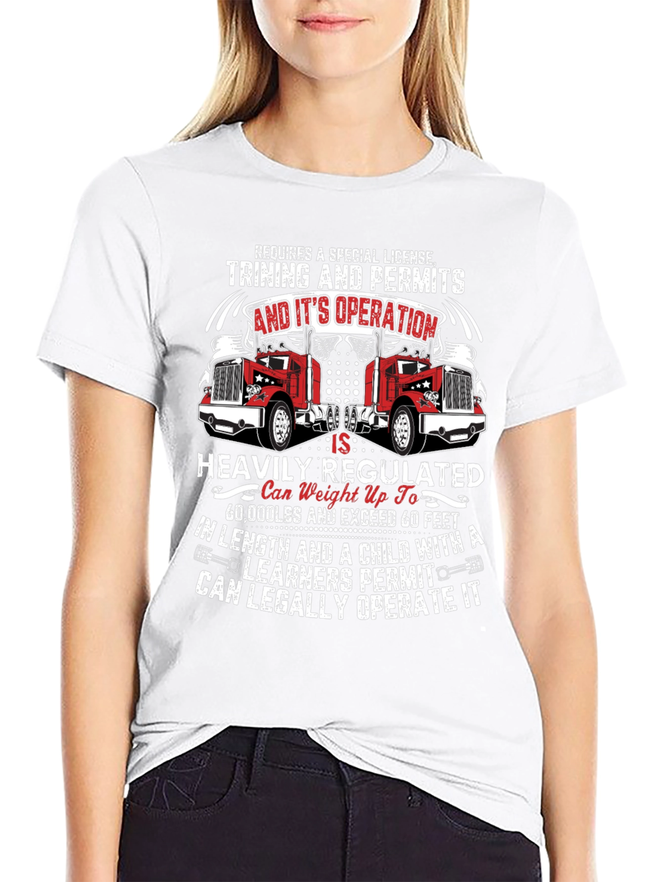 Black Truck Driver Humor T-Shirt: Requires Special License Tee view 9