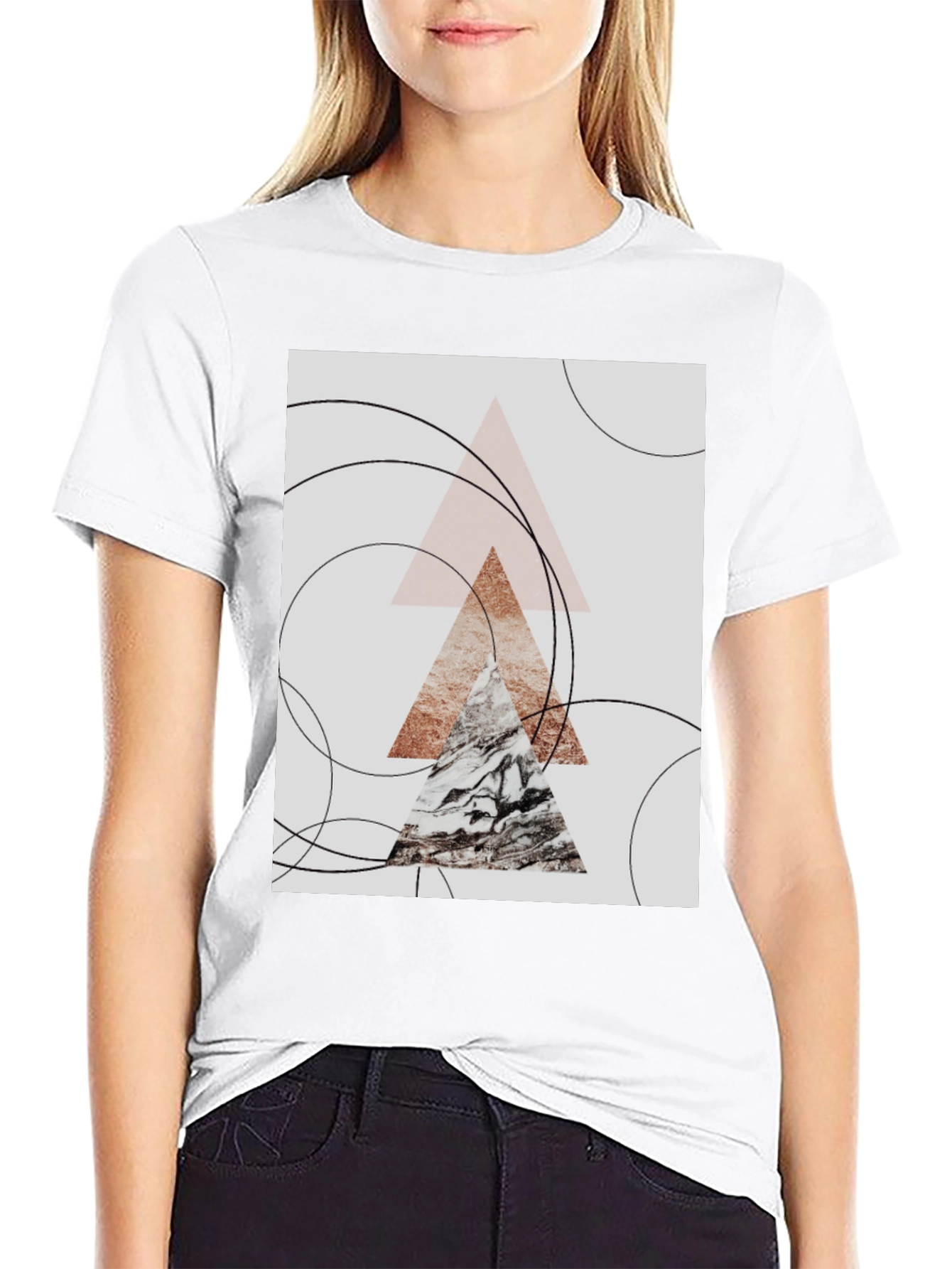 Black Abstract Geometric Graphic Tee view 9