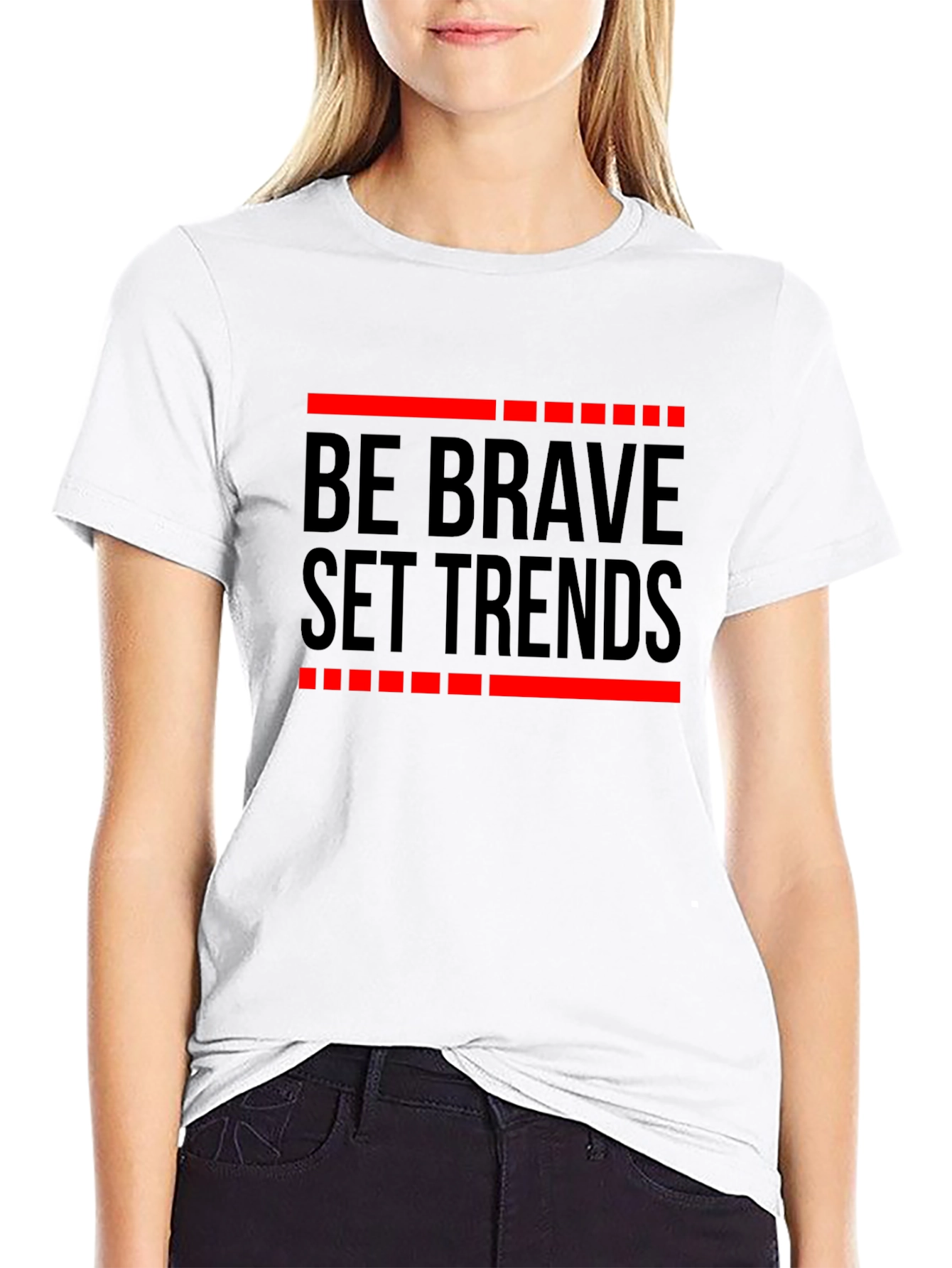 Black Be Brave Set Trends Graphic Tee - Black view 9