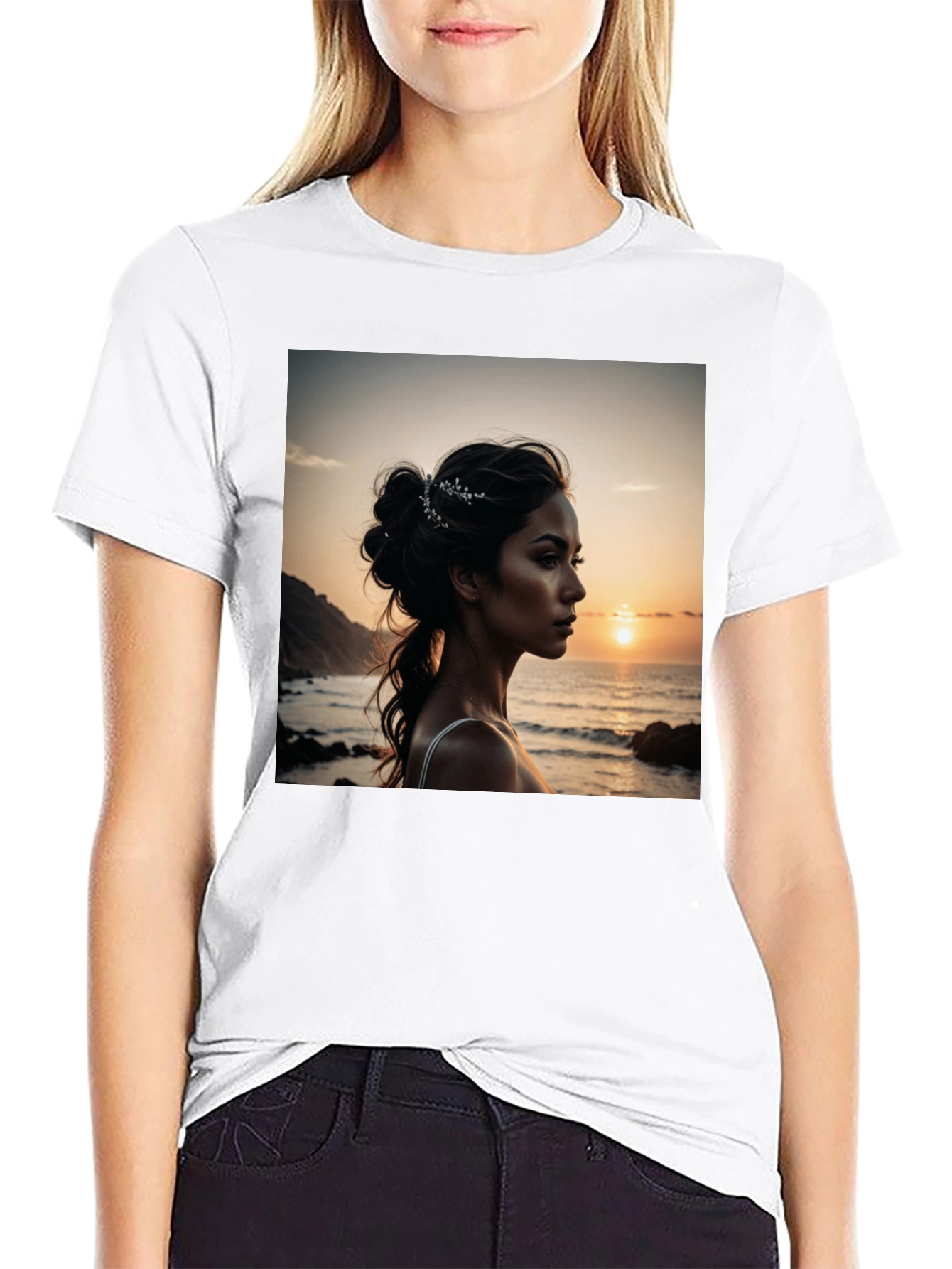 Black Sunset Beauty Graphic Tee - Classic Black Cotton view 9