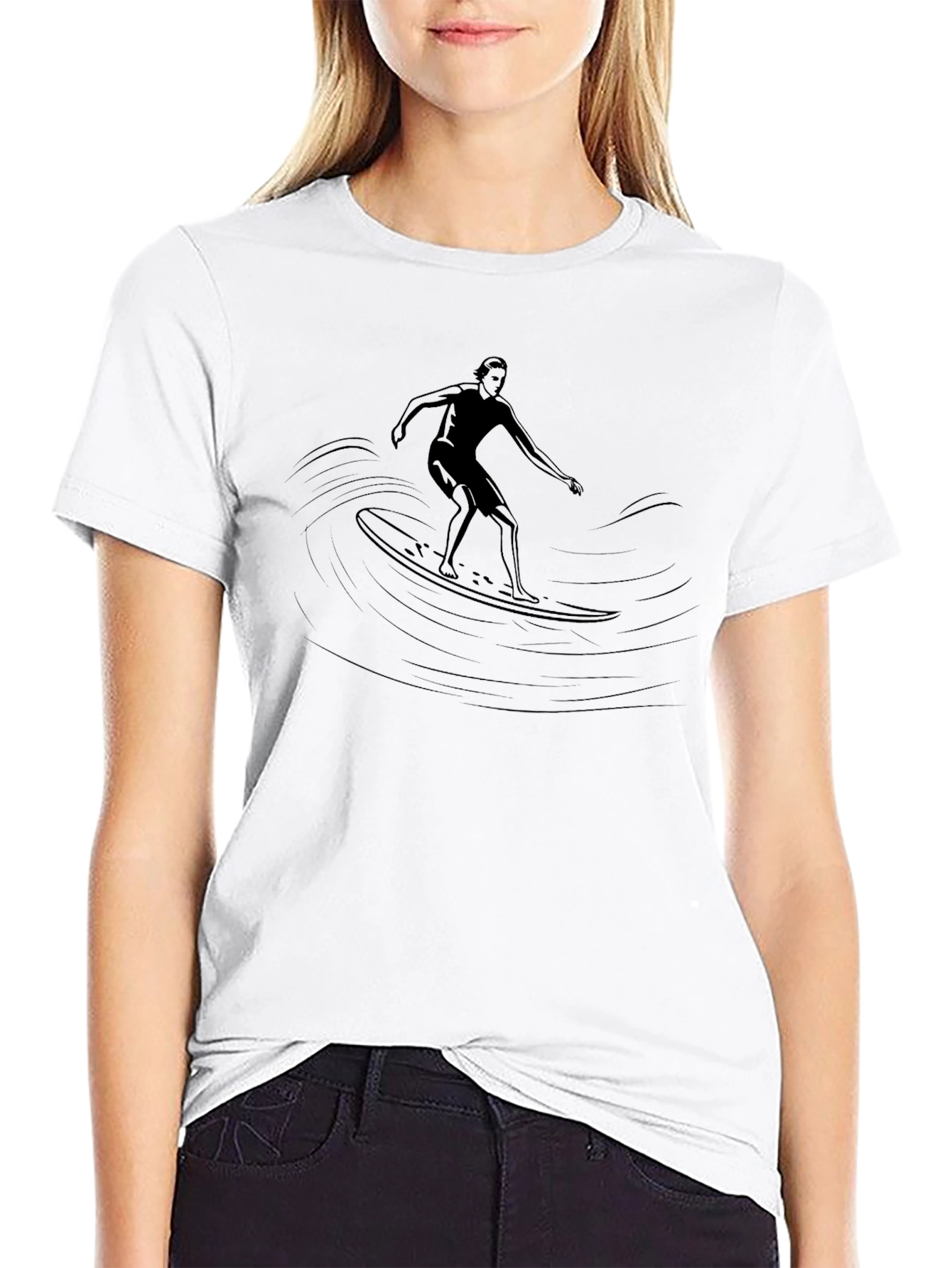 Black Surfer Graphic Tee - Black Cotton Blend view 9