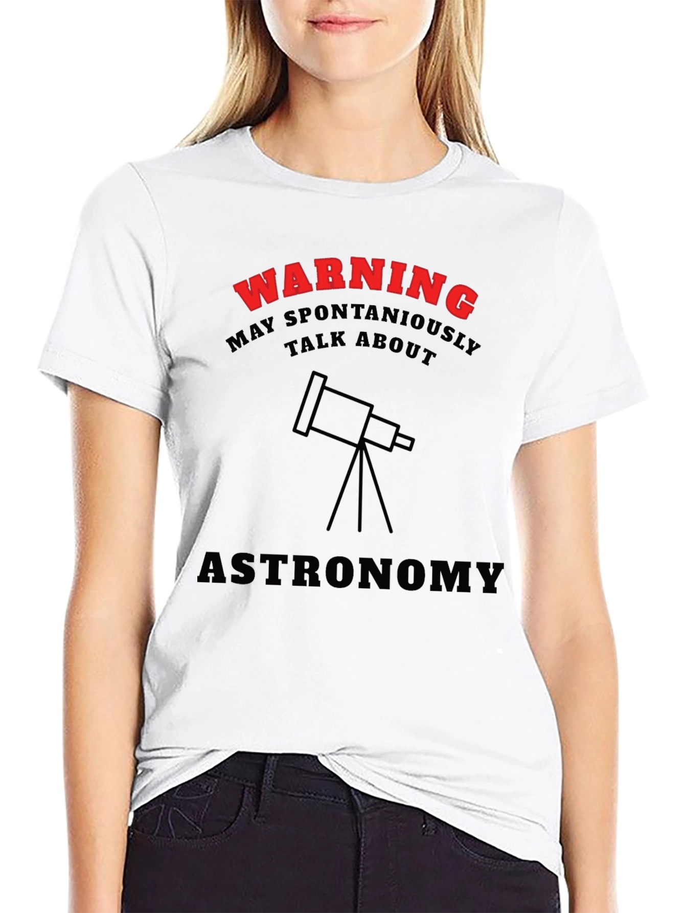 Black Astronomy Warning T-Shirt - Spontaneously Talk About Stars! view 9