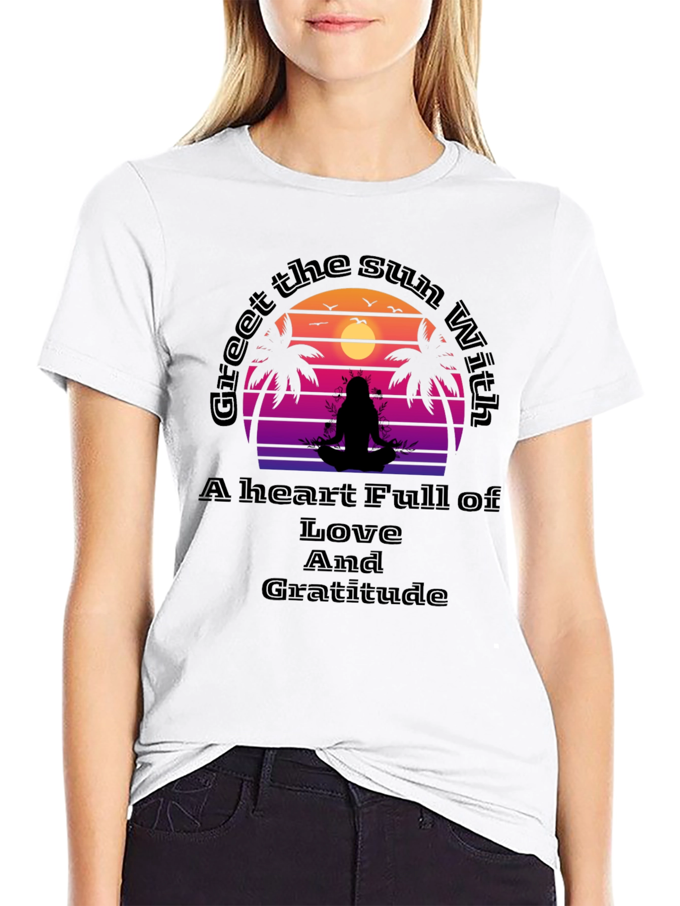 Black Meditative Sunset Graphic Tee - Love & Gratitude view 9