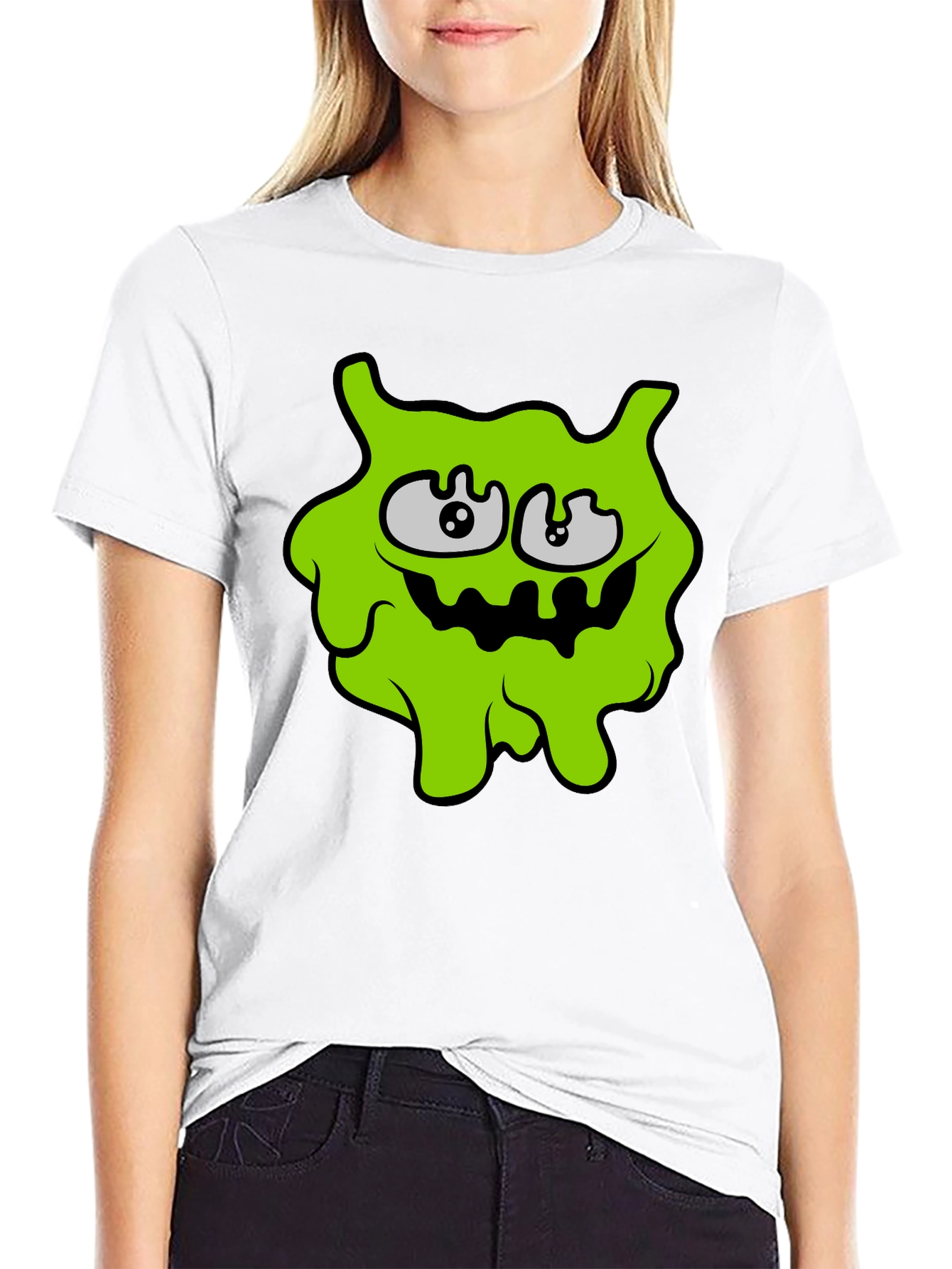 Black Funny Slime Monster Graphic Tee - Black view 9