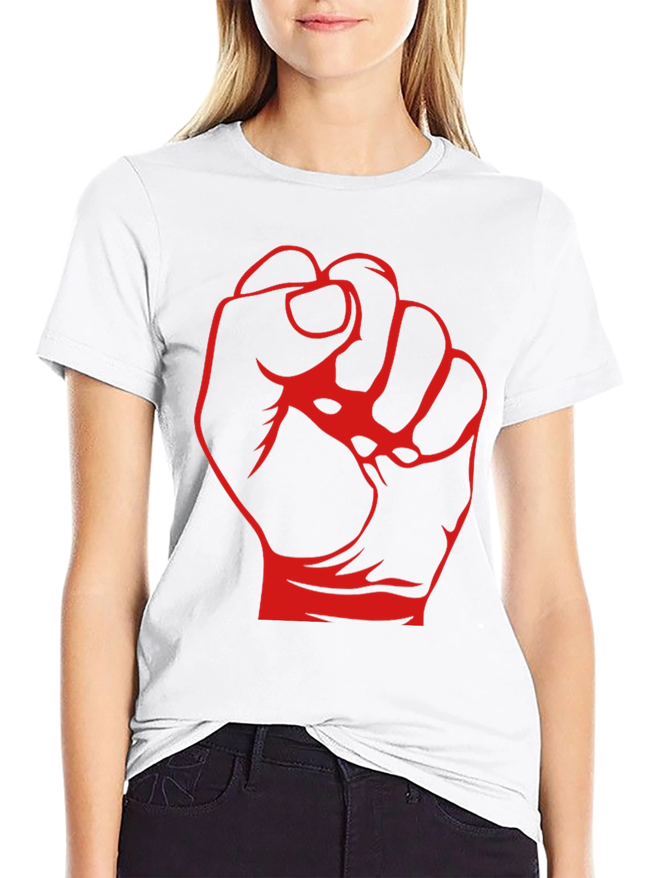 Black Red Fist Graphic Black T-Shirt view 9