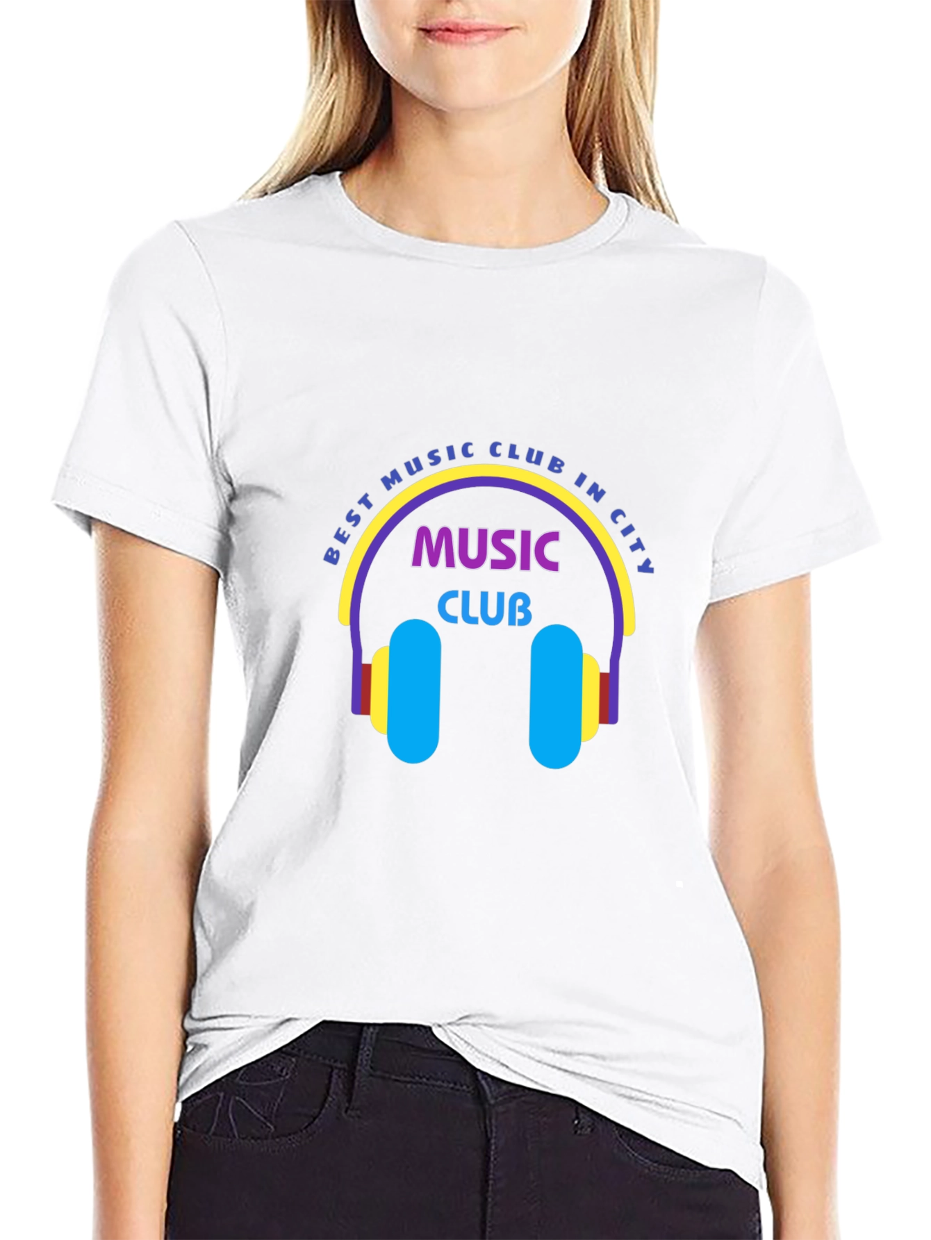 Black Best Music Club T-Shirt - Cool Headphones Design view 9