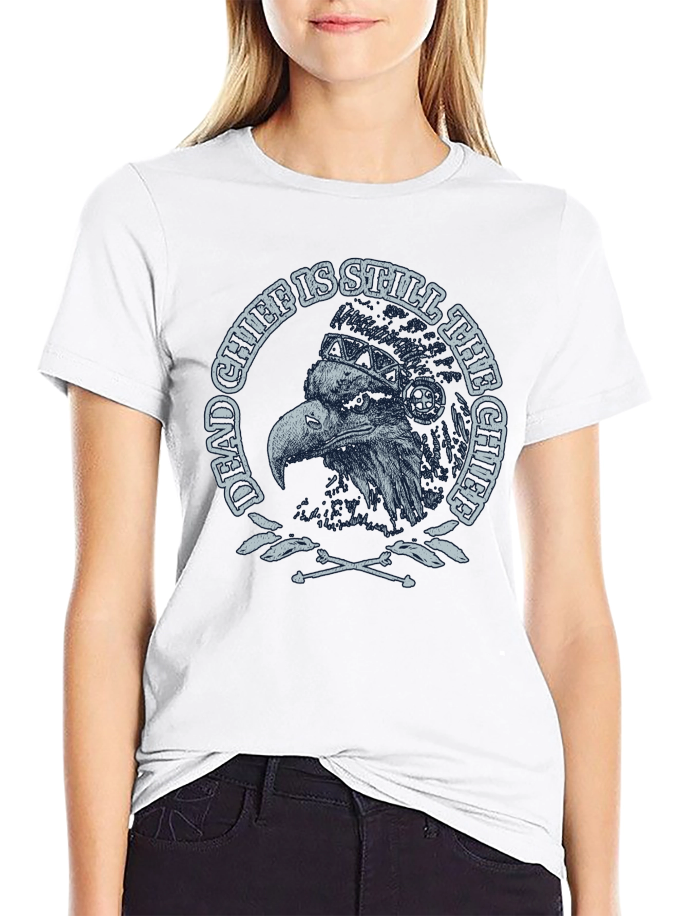 Black Dead Chief Eagle Graphic Tee - Black Cotton T-Shirt view 9