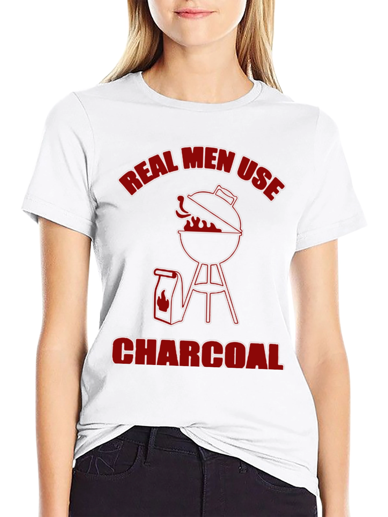 Black Real Men Use Charcoal T-Shirt - BBQ Grill Design view 9