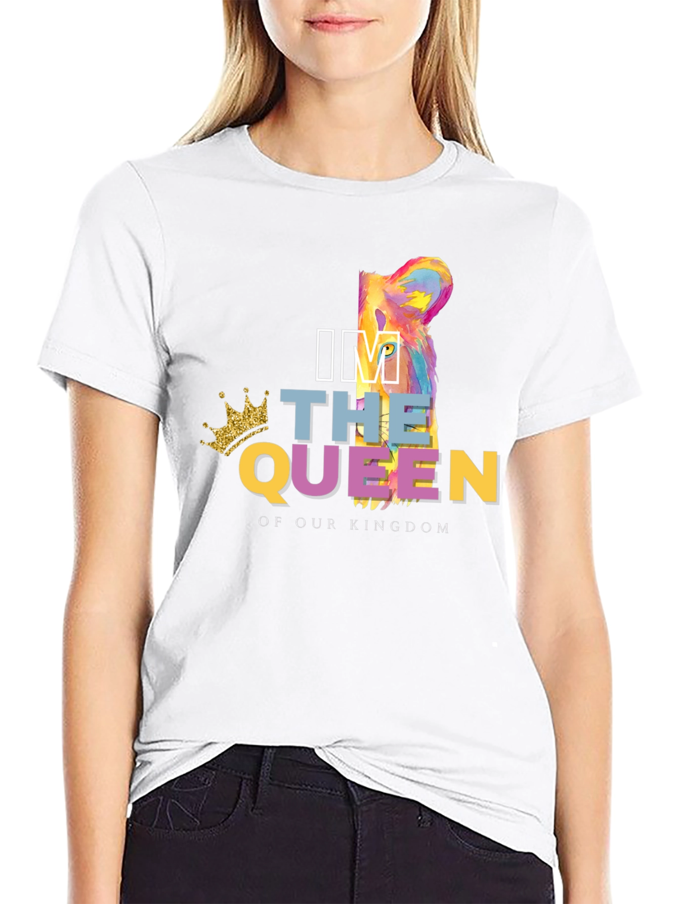 Black I'm The Queen of Our Kingdom Lion T-Shirt view 9