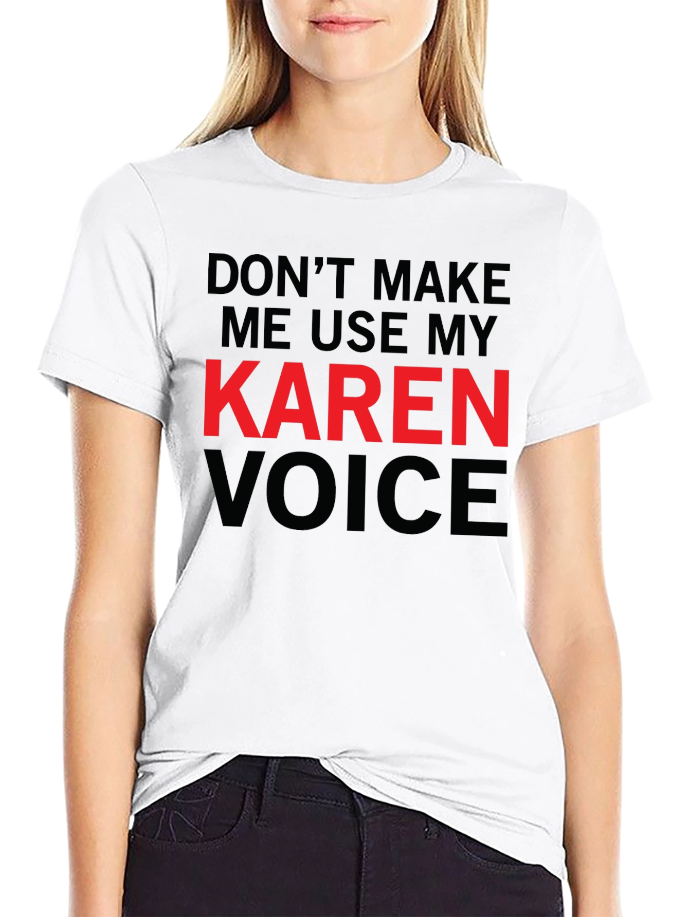 Black Funny "Karen Voice" Graphic T-Shirt view 9