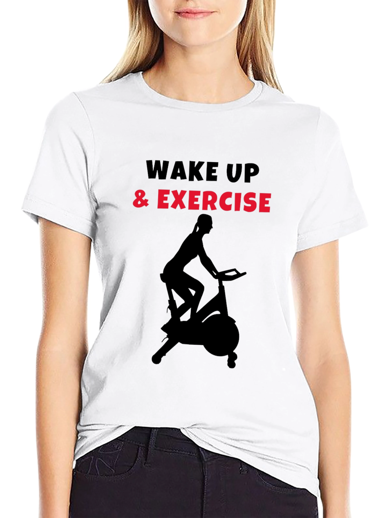 Black Wake Up & Exercise Black Graphic Tee view 9