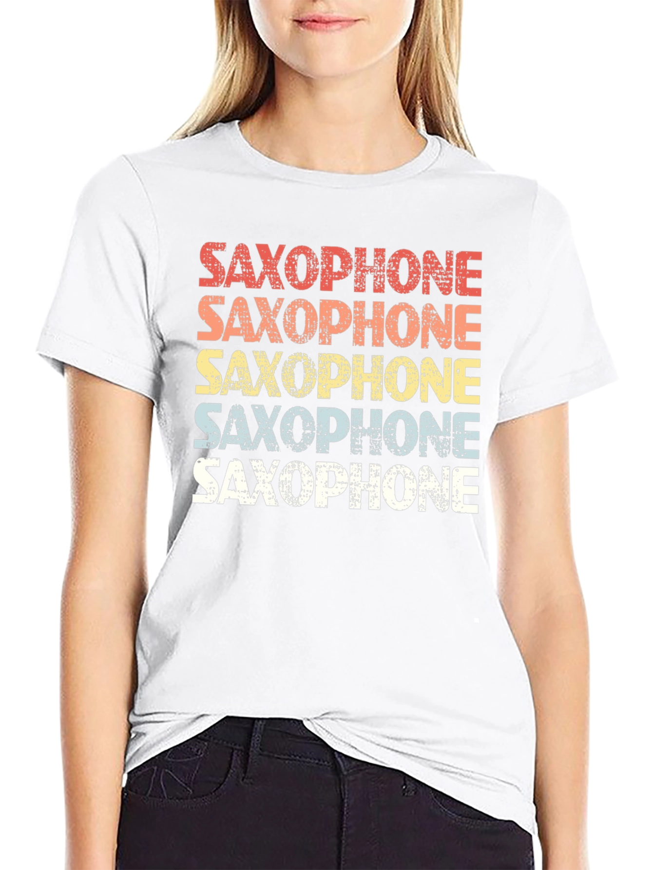 Black Retro Saxophone T-Shirt for Music Lovers view 9