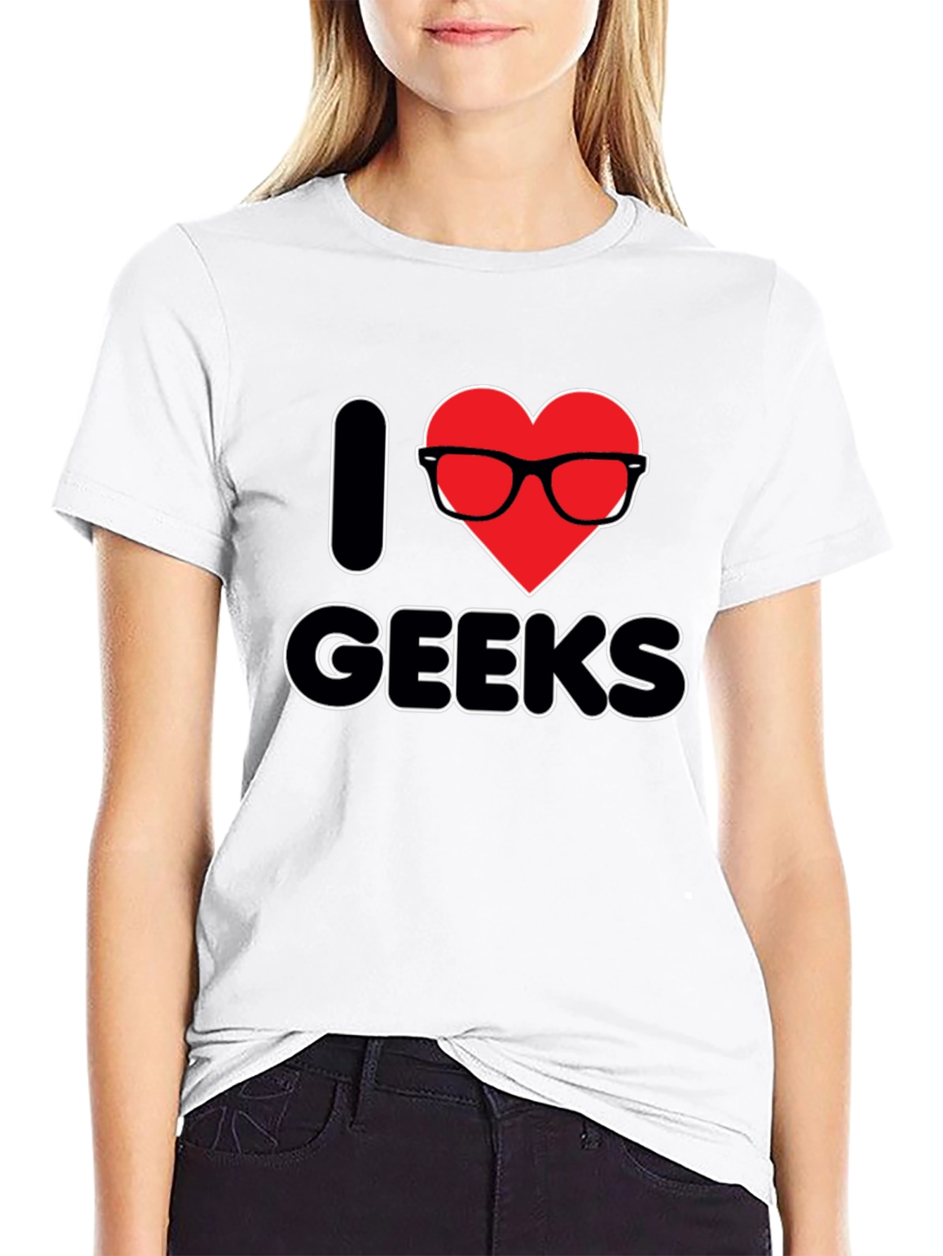 Black I Heart Geeks T-Shirt - Black Graphic Tee view 9